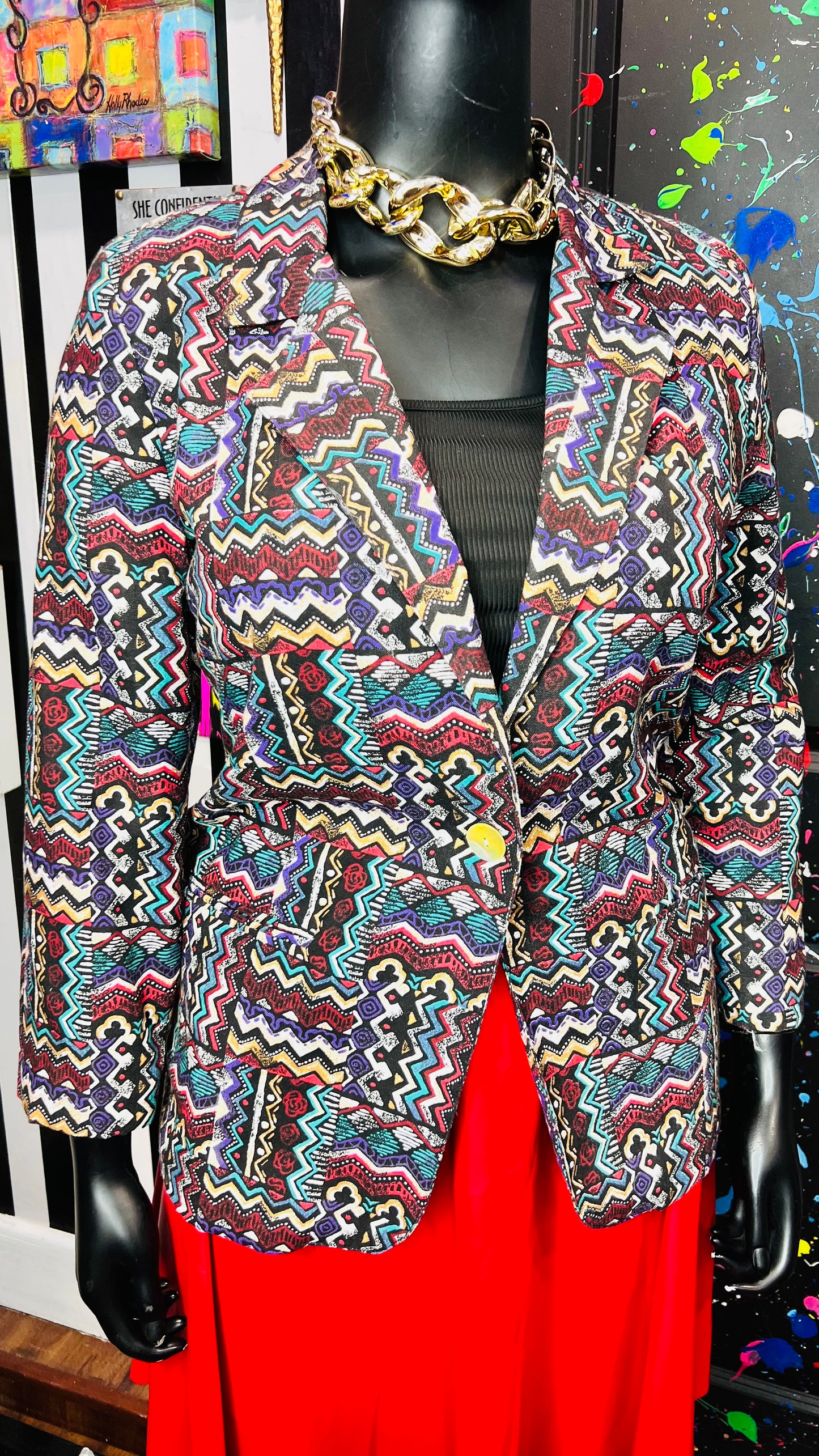 Vintage Tribal Print Blazer (14)