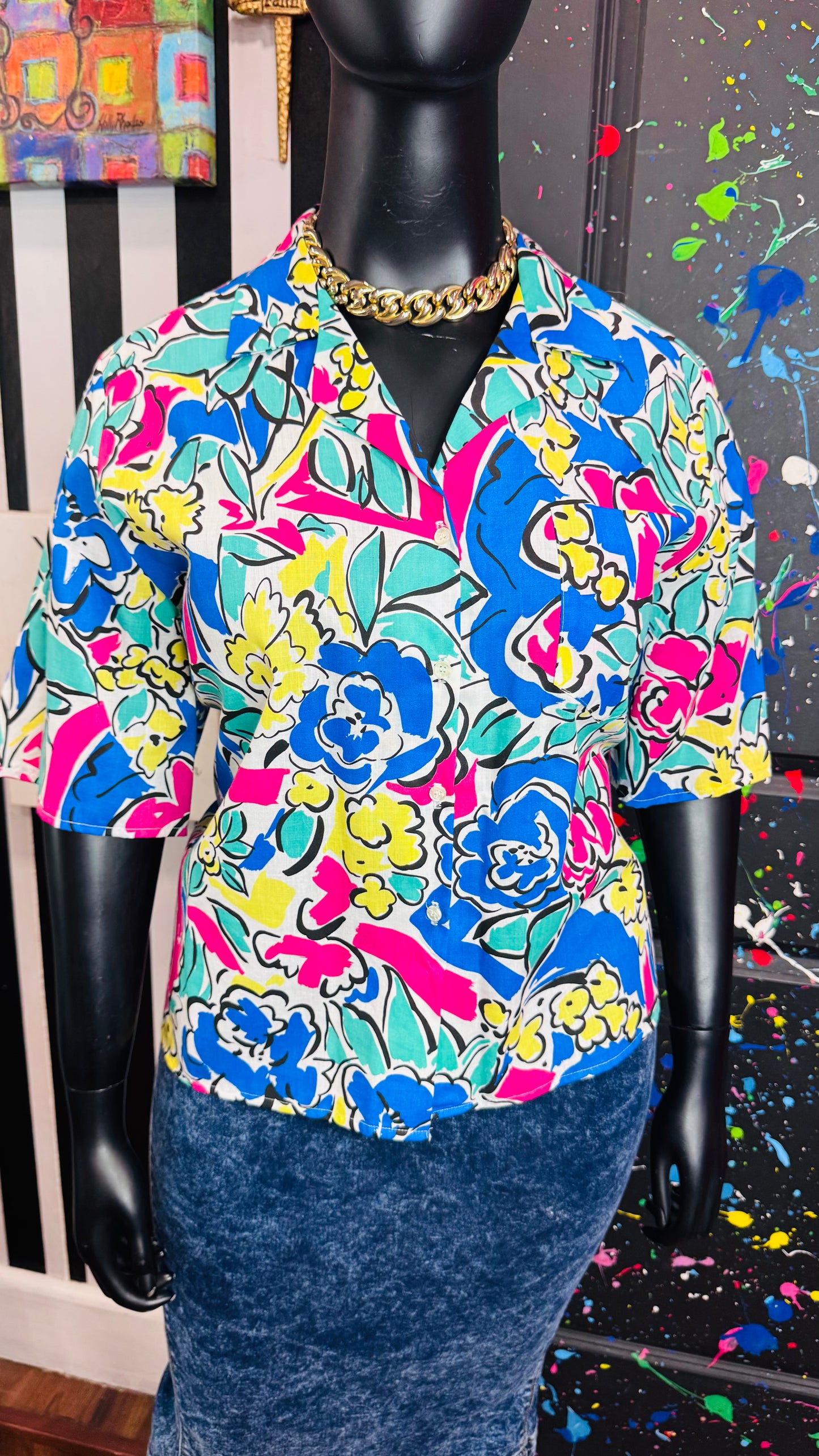 Vintage Floral Cotton & Rayon Blouse (20)