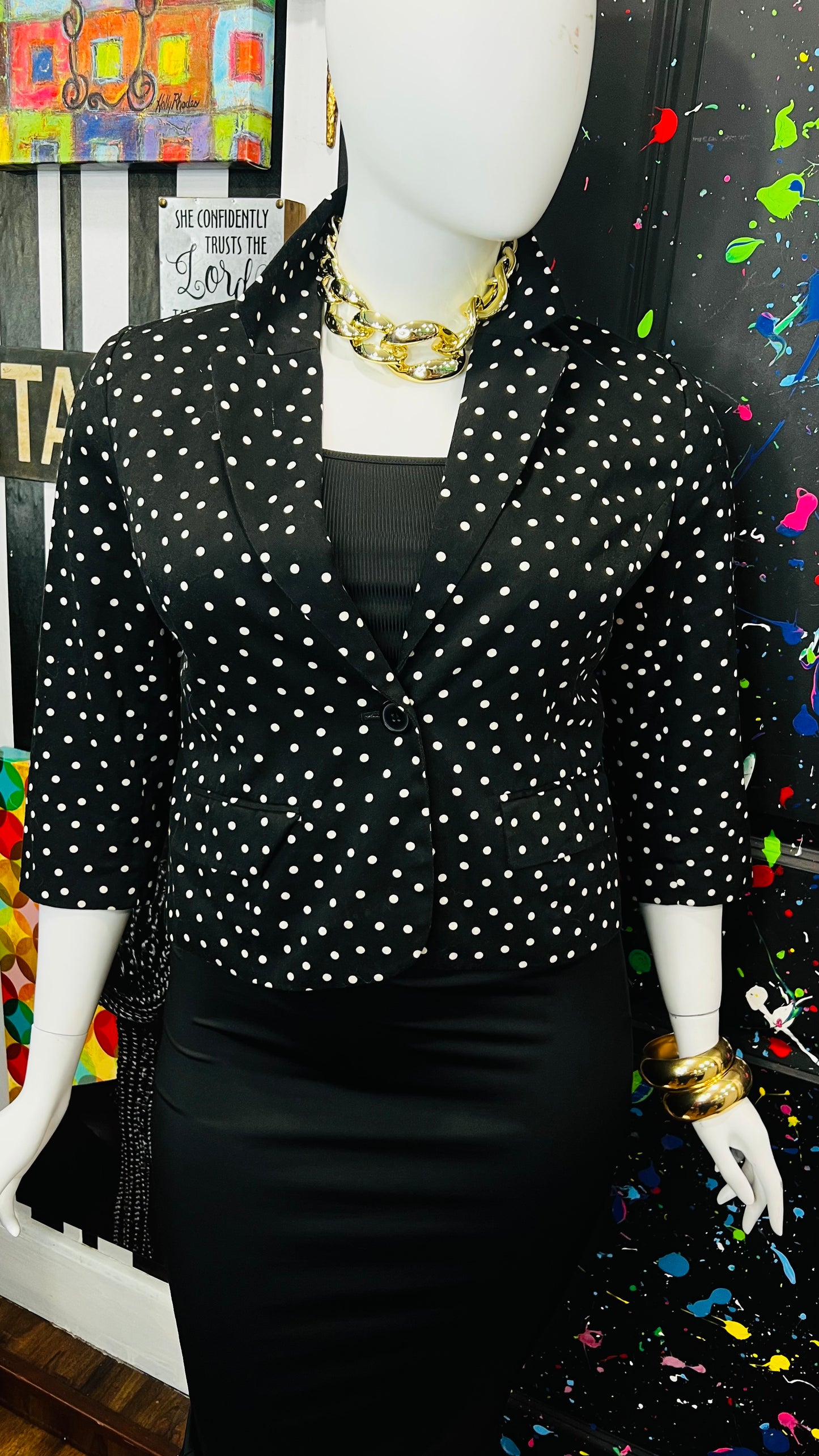 Vintage Cropped Polka Dot Blazer (18)