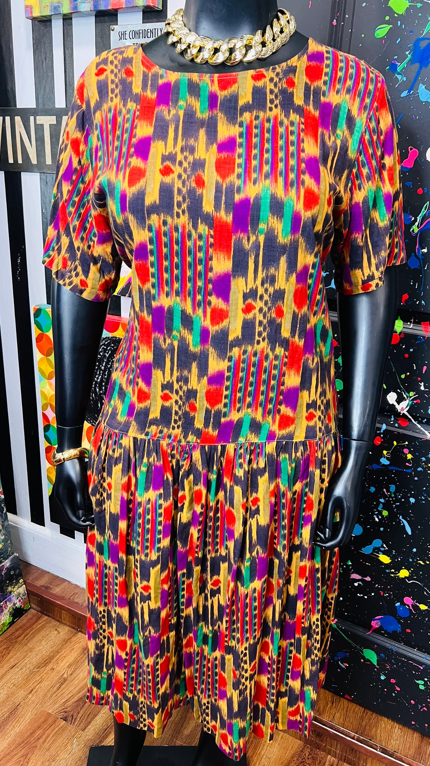 Vintage Tribal Print Sleeveless Dress (14)