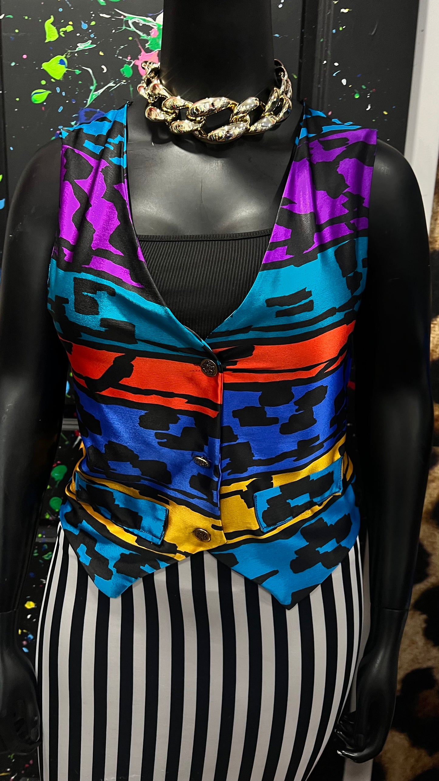 Vintage Abstract Polyester Vest (12/14)