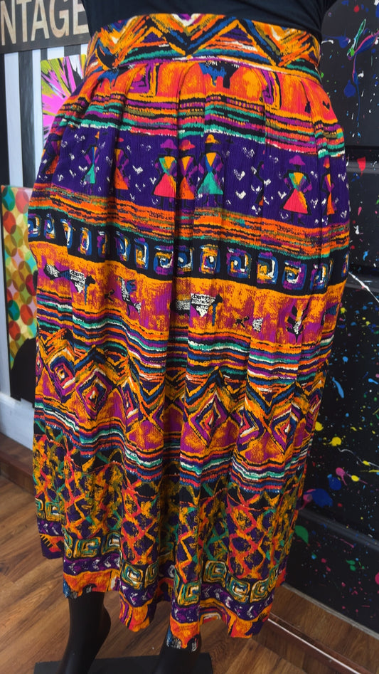 Vintage Rayon Tribal Print Skirt (16)