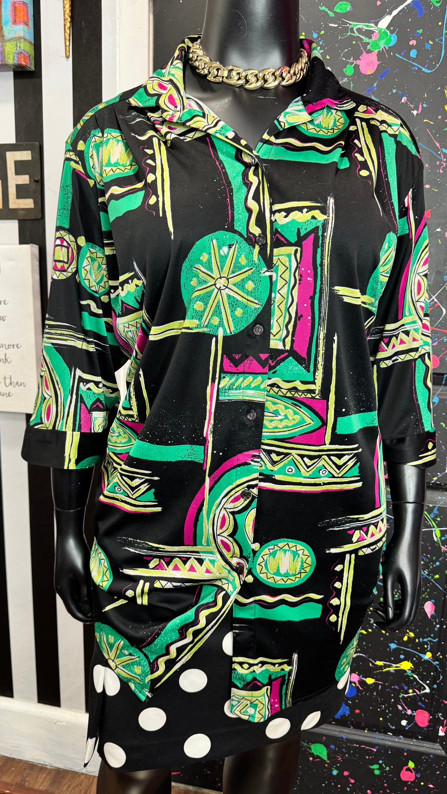 Vintage Top Notch Abstract Blouse (26/28)