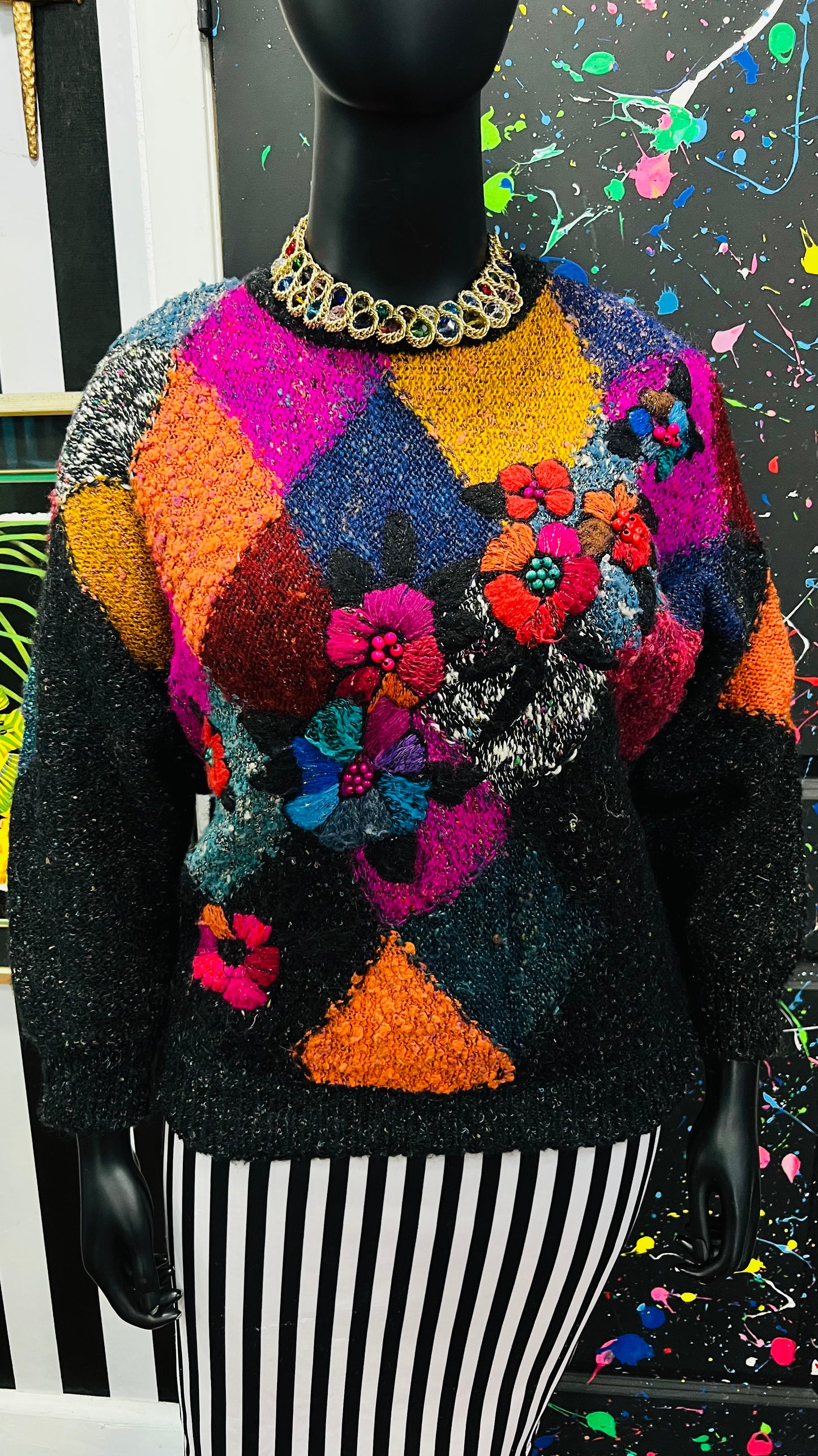 Vintage Acrylic & Wool Abstract Sweater (18)