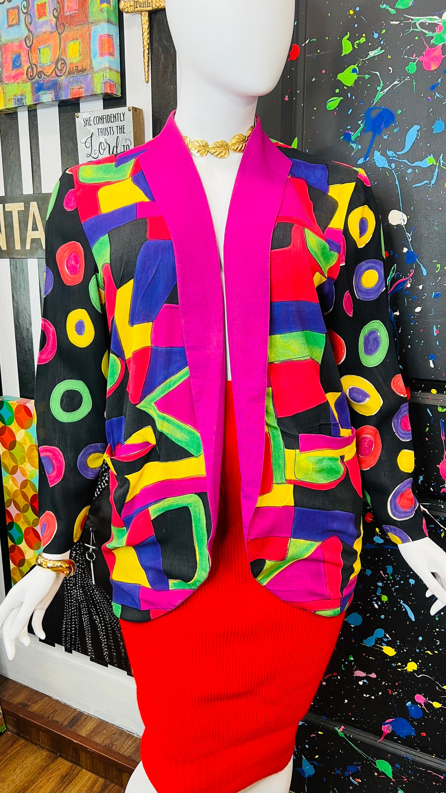 Vintage Abstract Open Blazer (16/18)