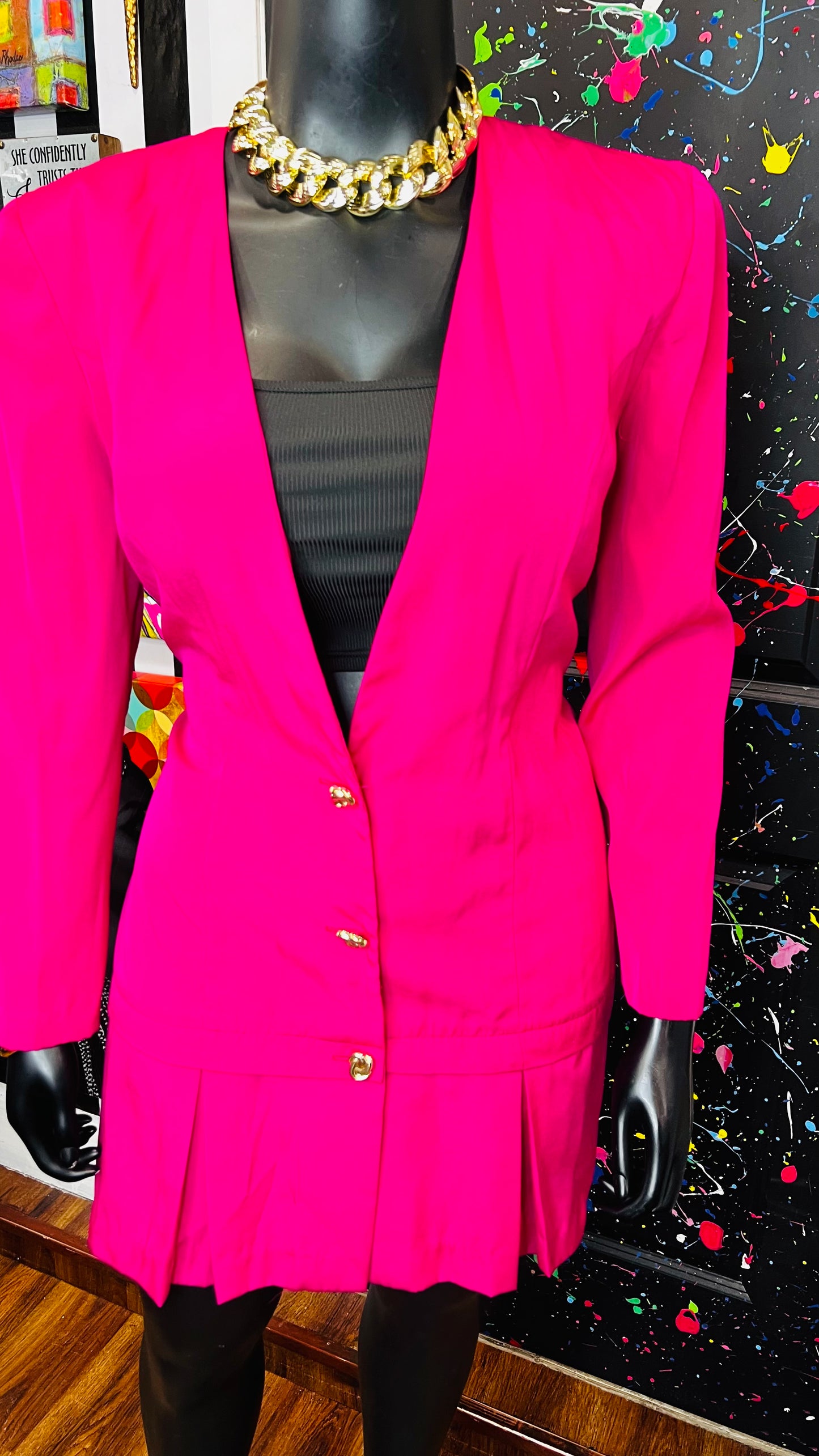 Vintage Pink Pleated Bottom Dress (15/16)