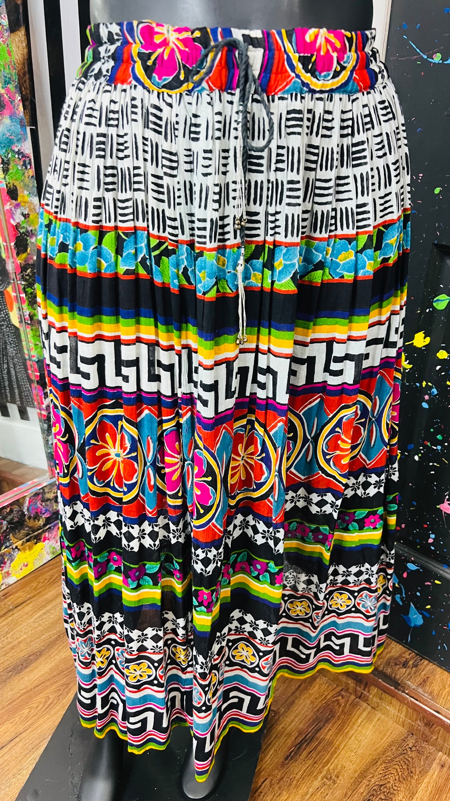 Vintage Rayon Tribal Print Skirt (18)