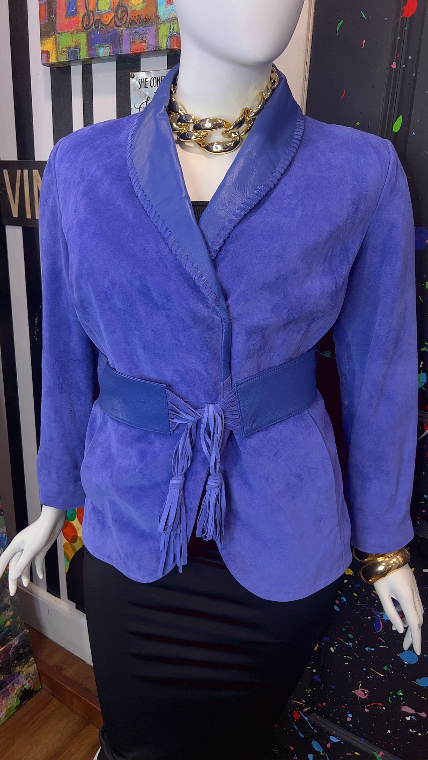 Vintage Suede Leather Jacket with Belt (18)