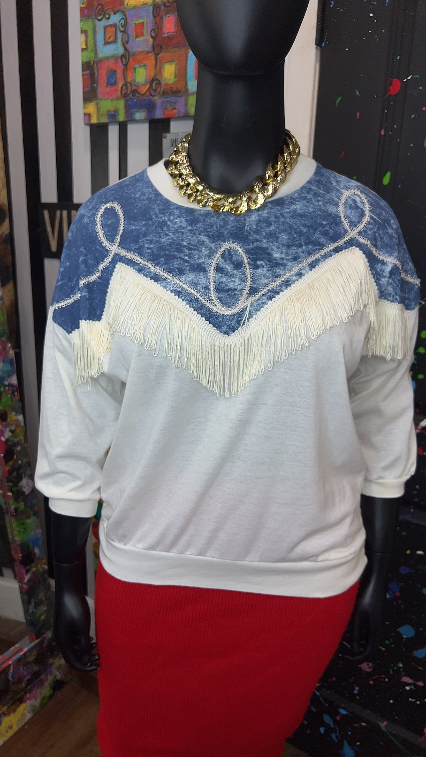 Vintage Fringe & ‘Denim’ T-Shirt (18)