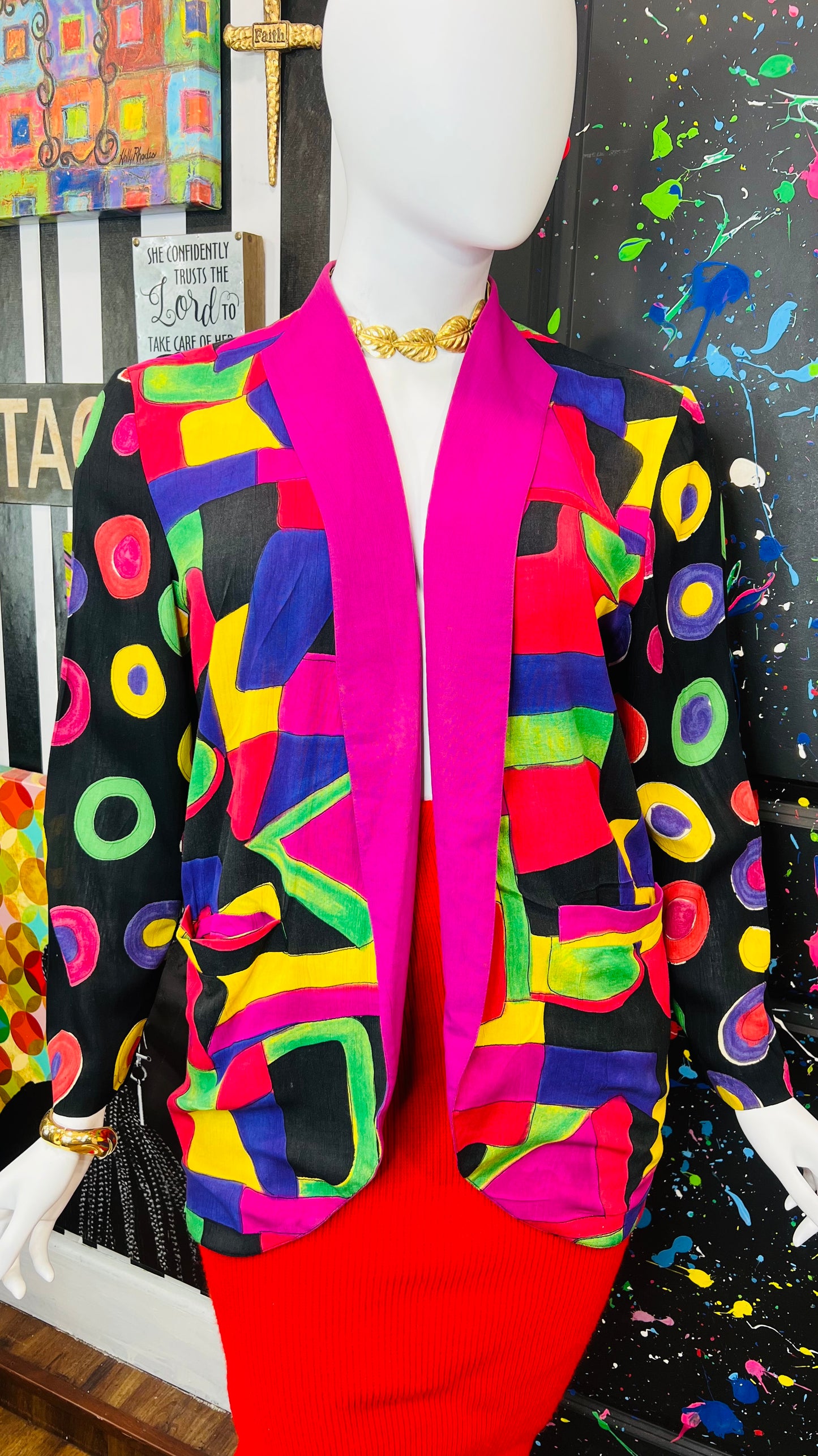 Vintage Abstract Open Blazer (16/18)