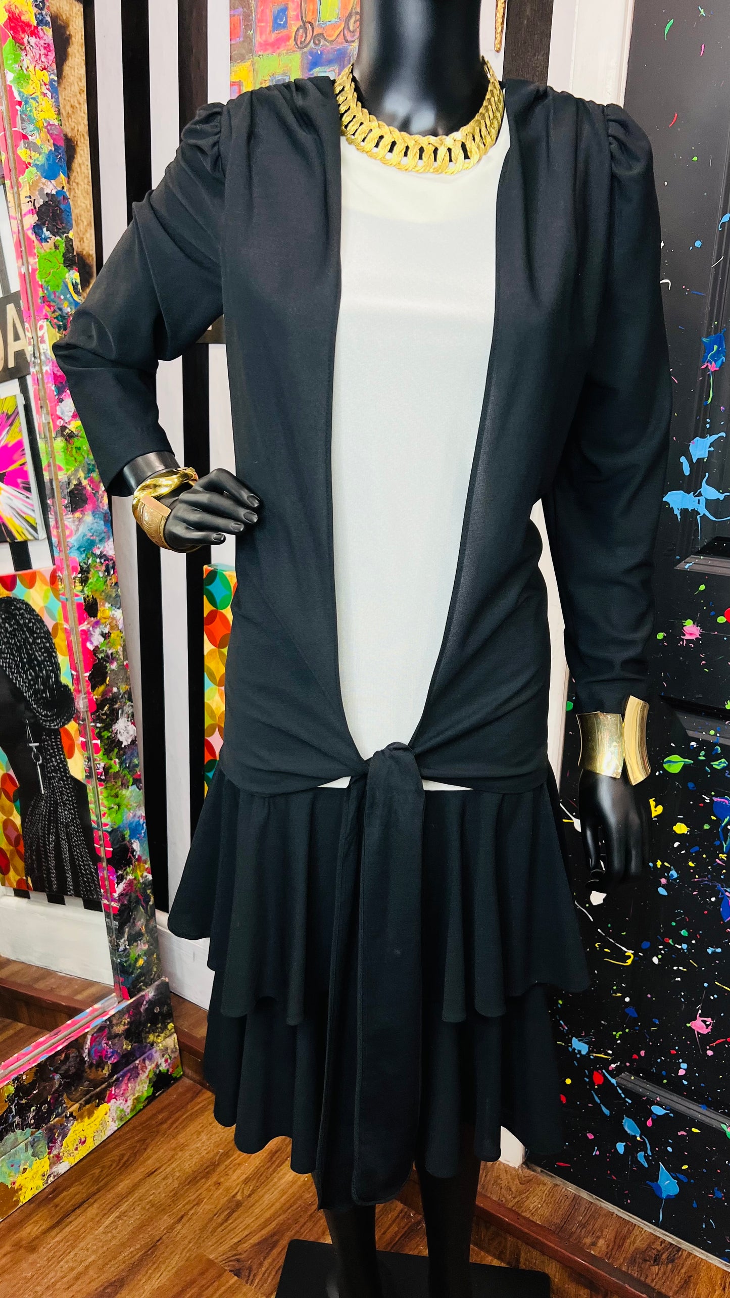Vintage Layered Black & White Dress (12)