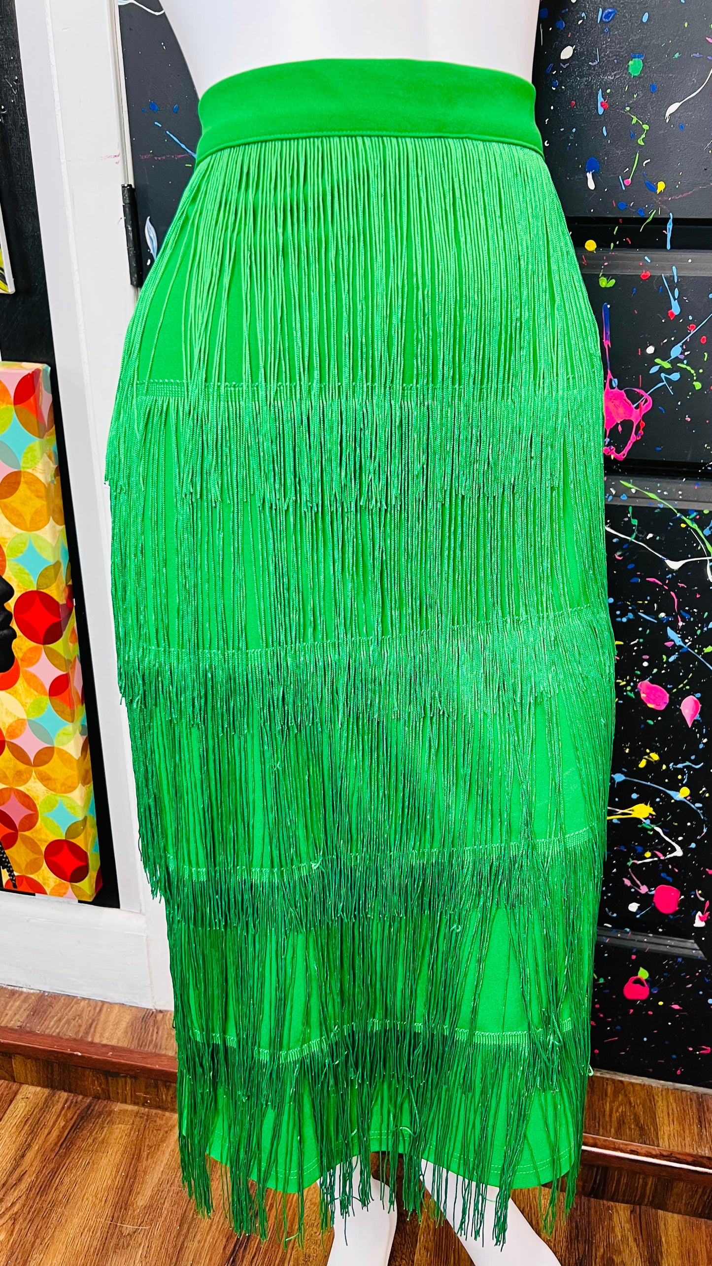 Green Fringe Skirt (14)