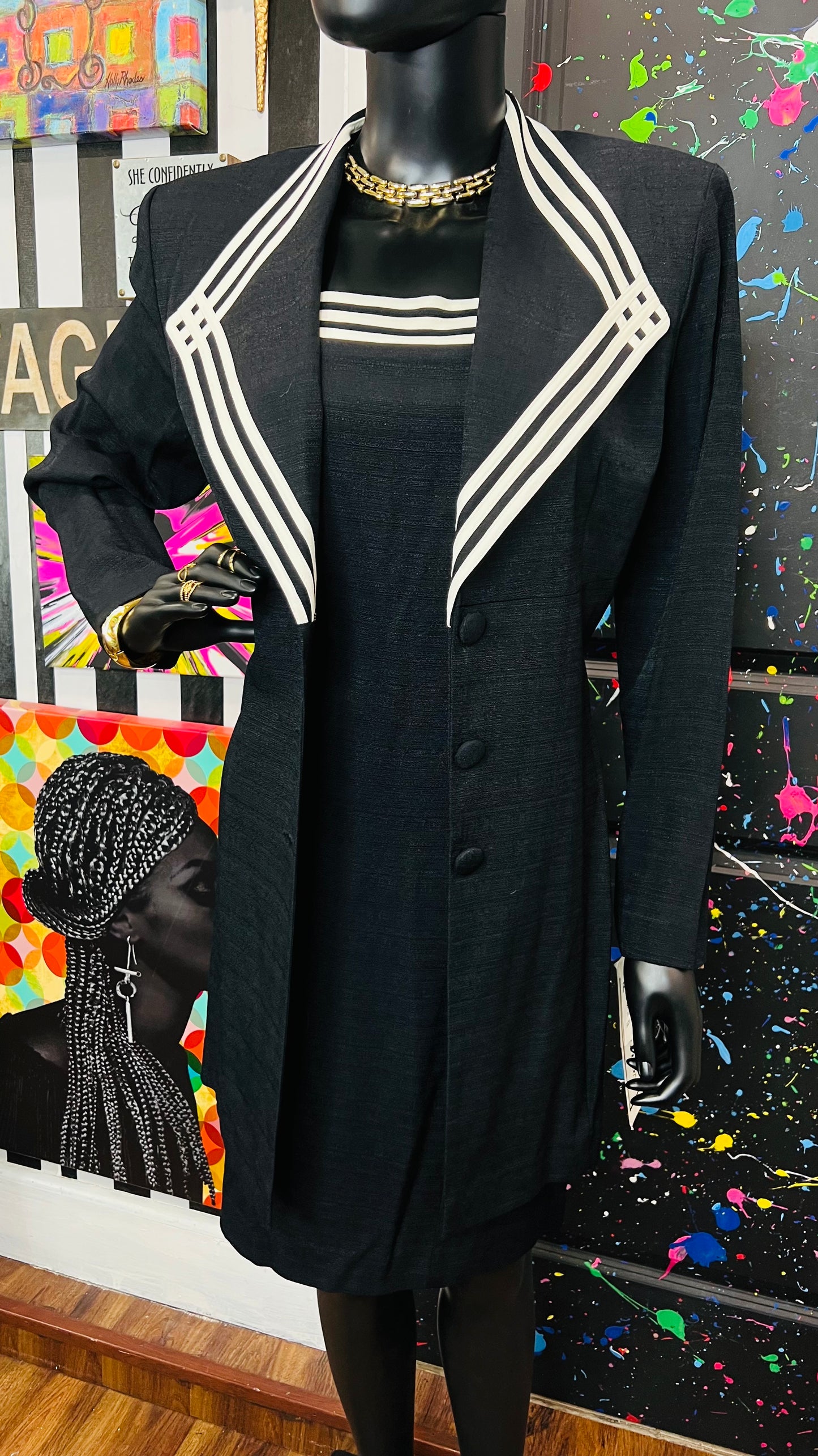 Vintage Black & White Dress & Blazer Set- DeadStock w/Tags (12)