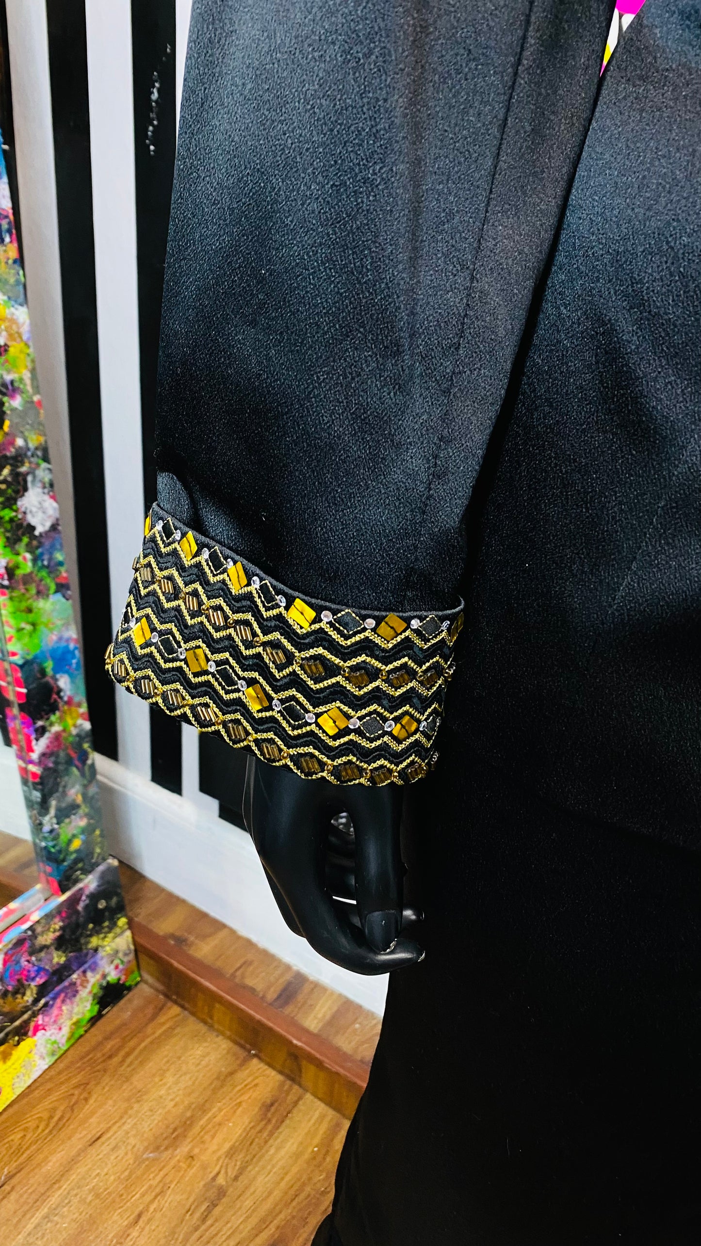Vintage Couture Black & Gold Skirt Suit (20)