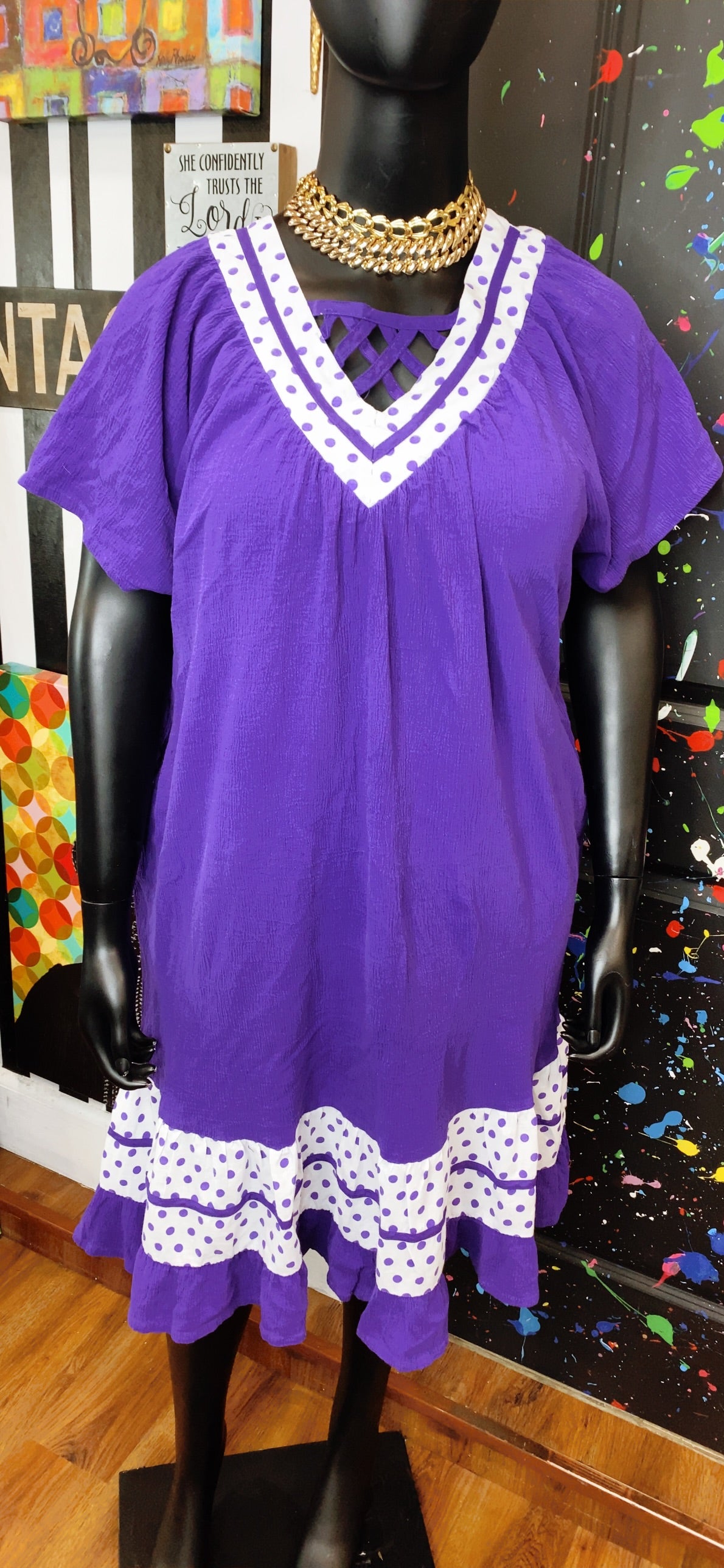 Vintage Purple & White Spring Dress (20)