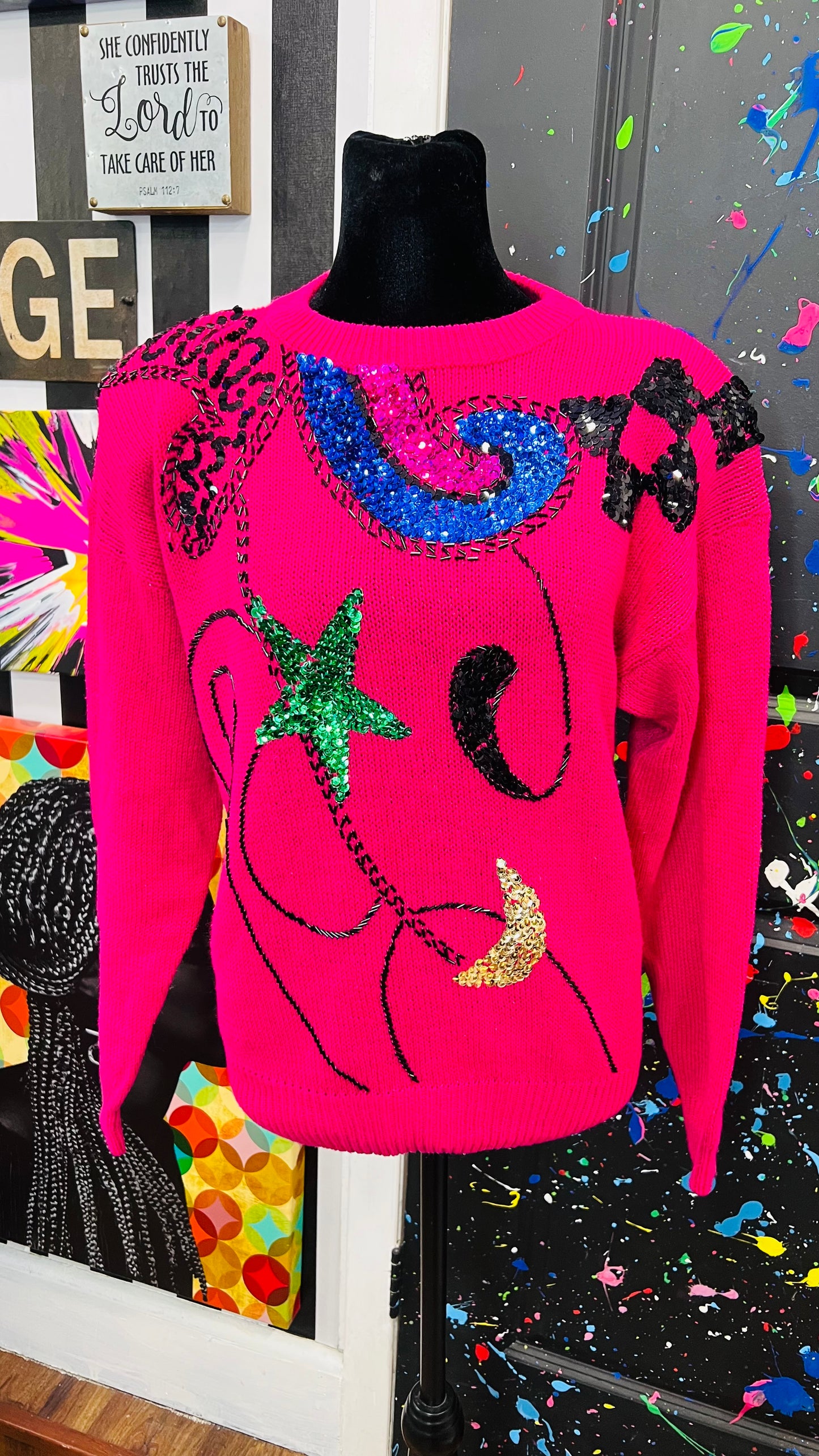 Vintage Pink Sequin Sweater (14)