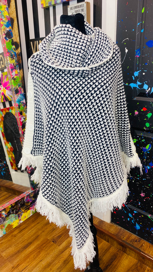 Black & White Knit Shaw (OS)