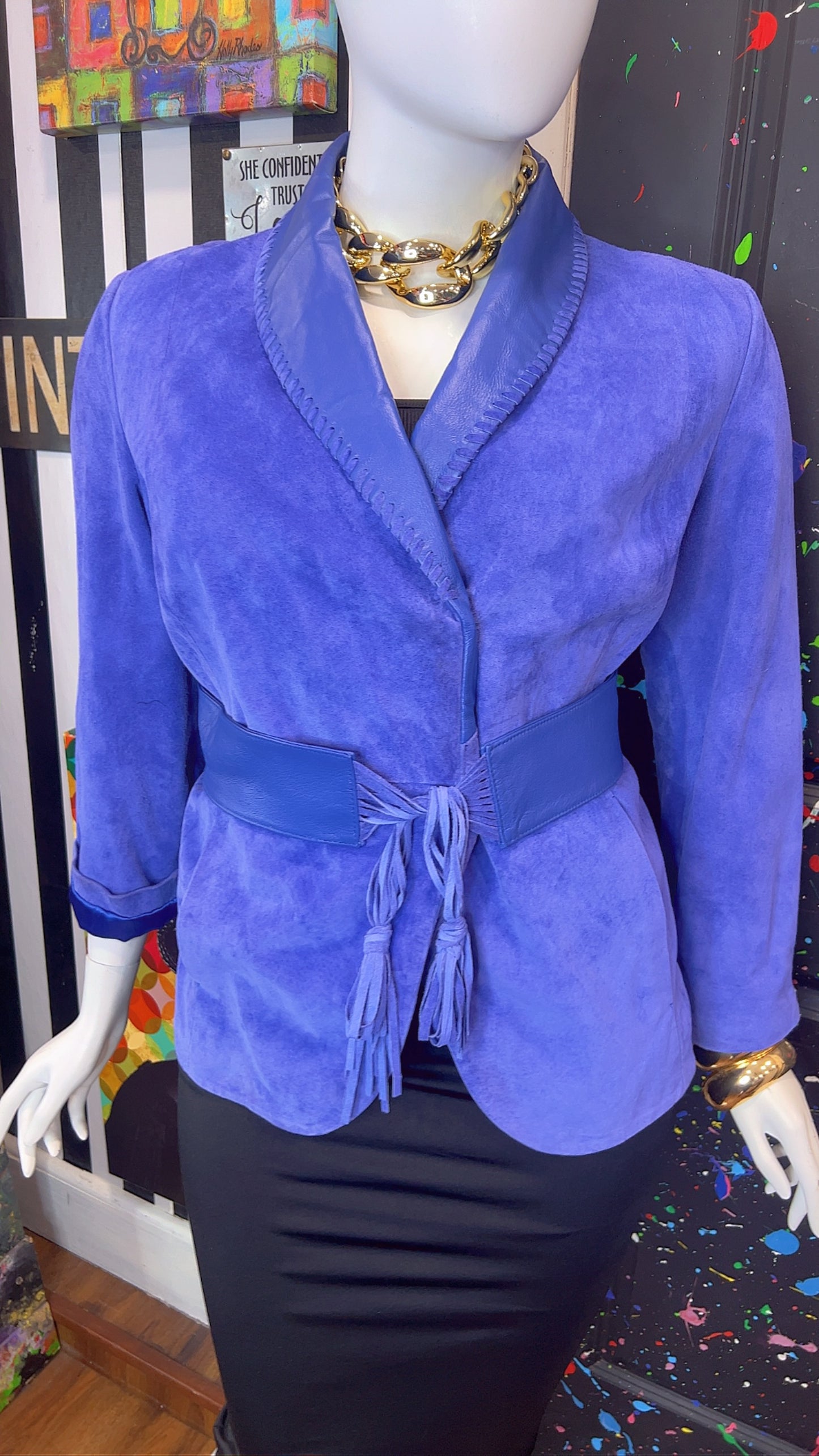 Vintage Suede Leather Jacket with Belt (18)