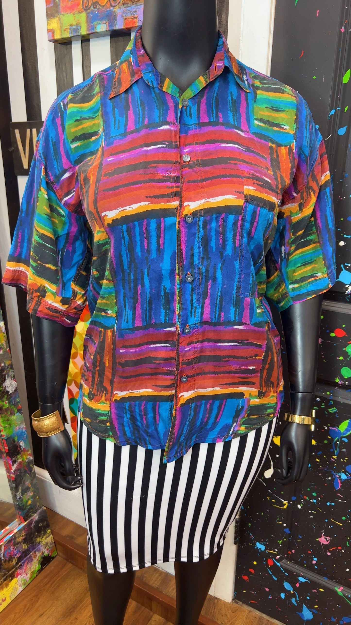 Vintage Abstract 90’s 100% Silk Blouse (16)