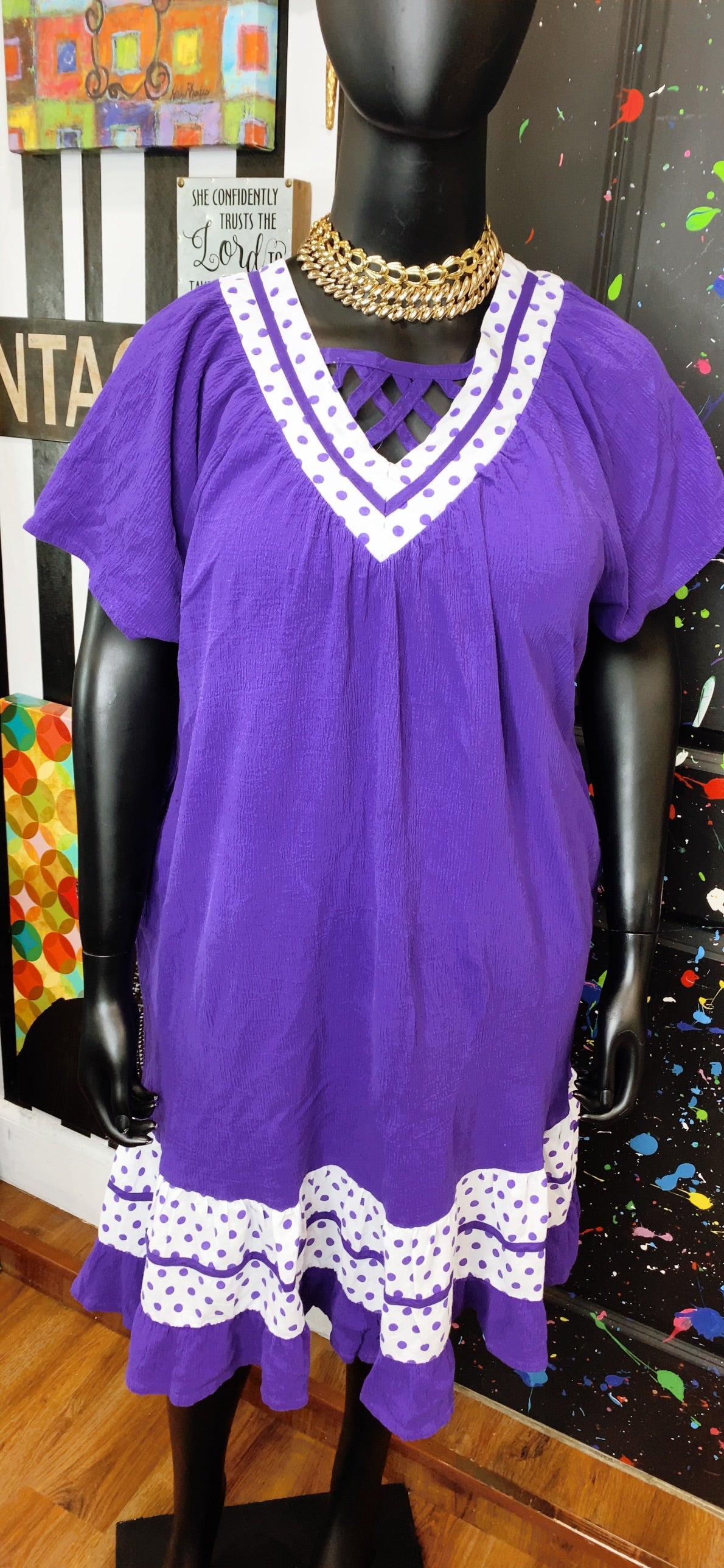 Vintage Purple & White Spring Dress (20)