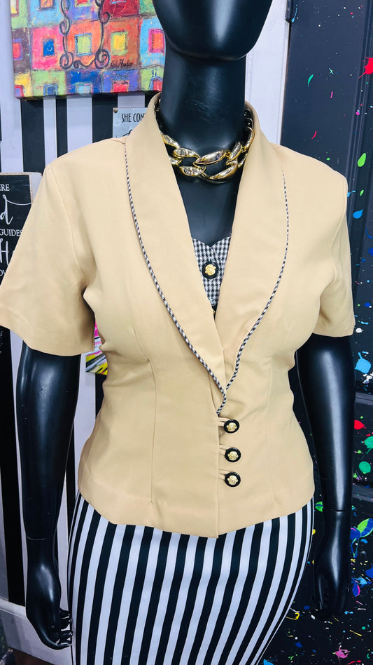 Vintage Short Sleeve Blazer Blouse (14)