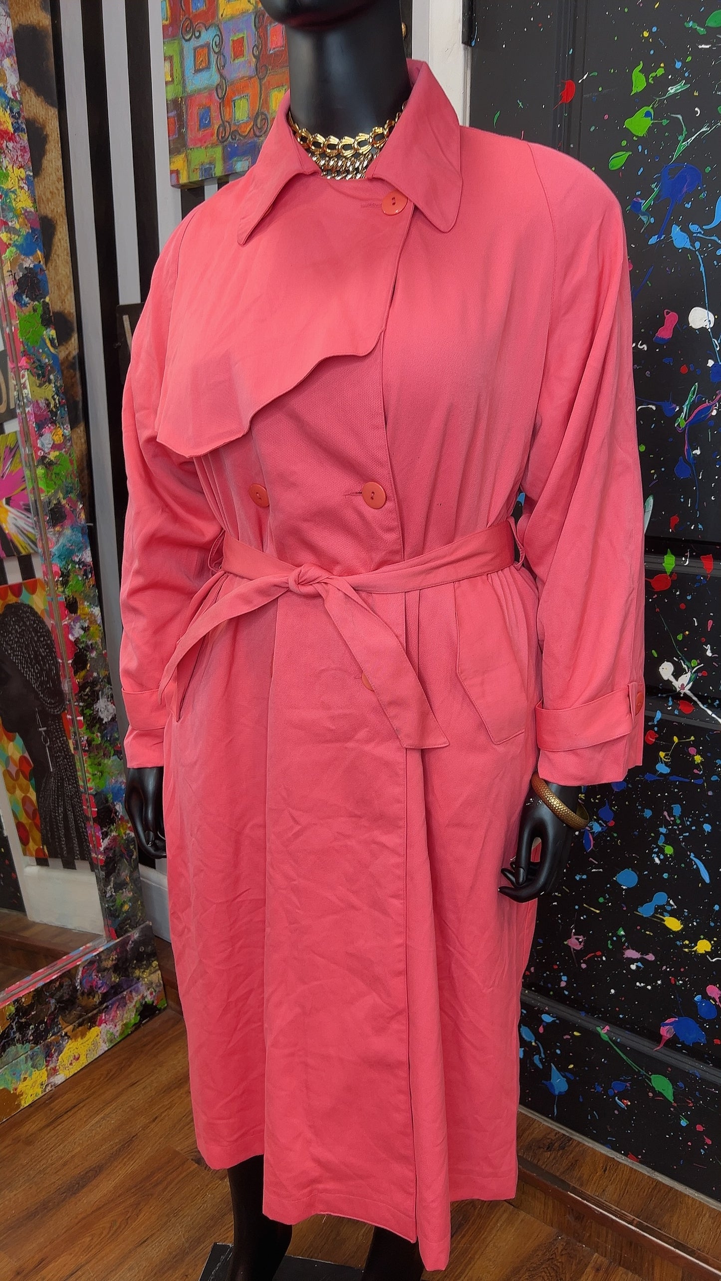 Vintage Deadstock Pink Trench Coat (14-18)