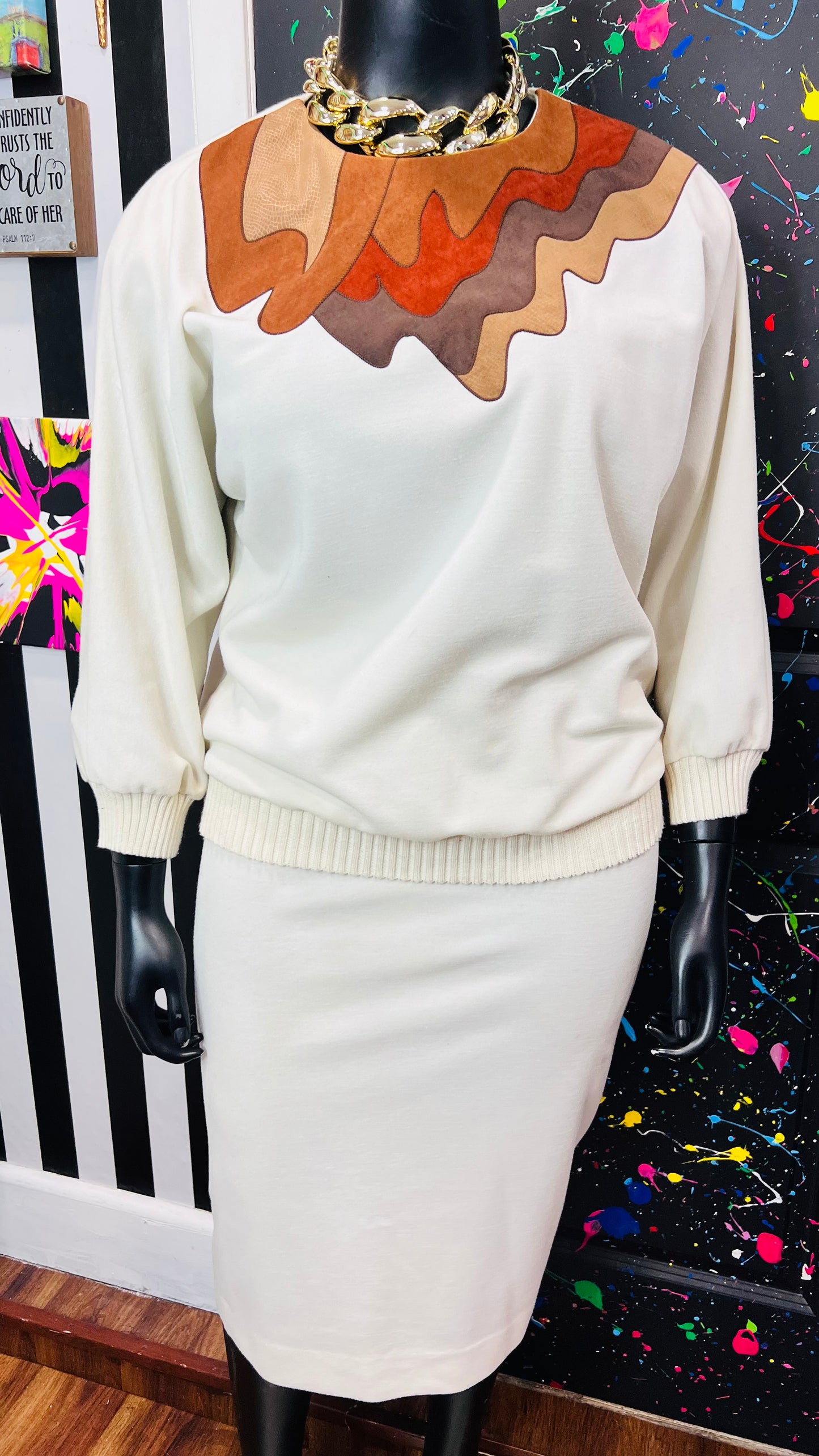 Vintage Leslie Fay Sweater Skirt Set (18)