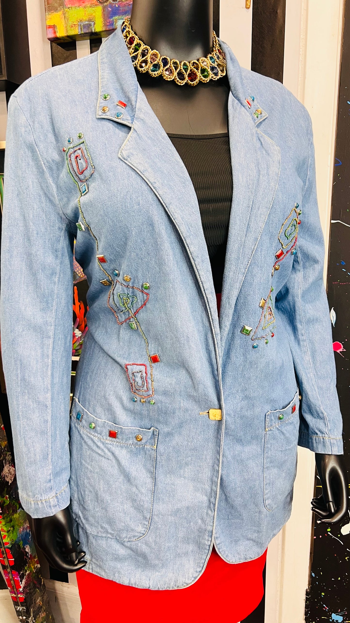 Vintage Jewel Denim Blazer (22)