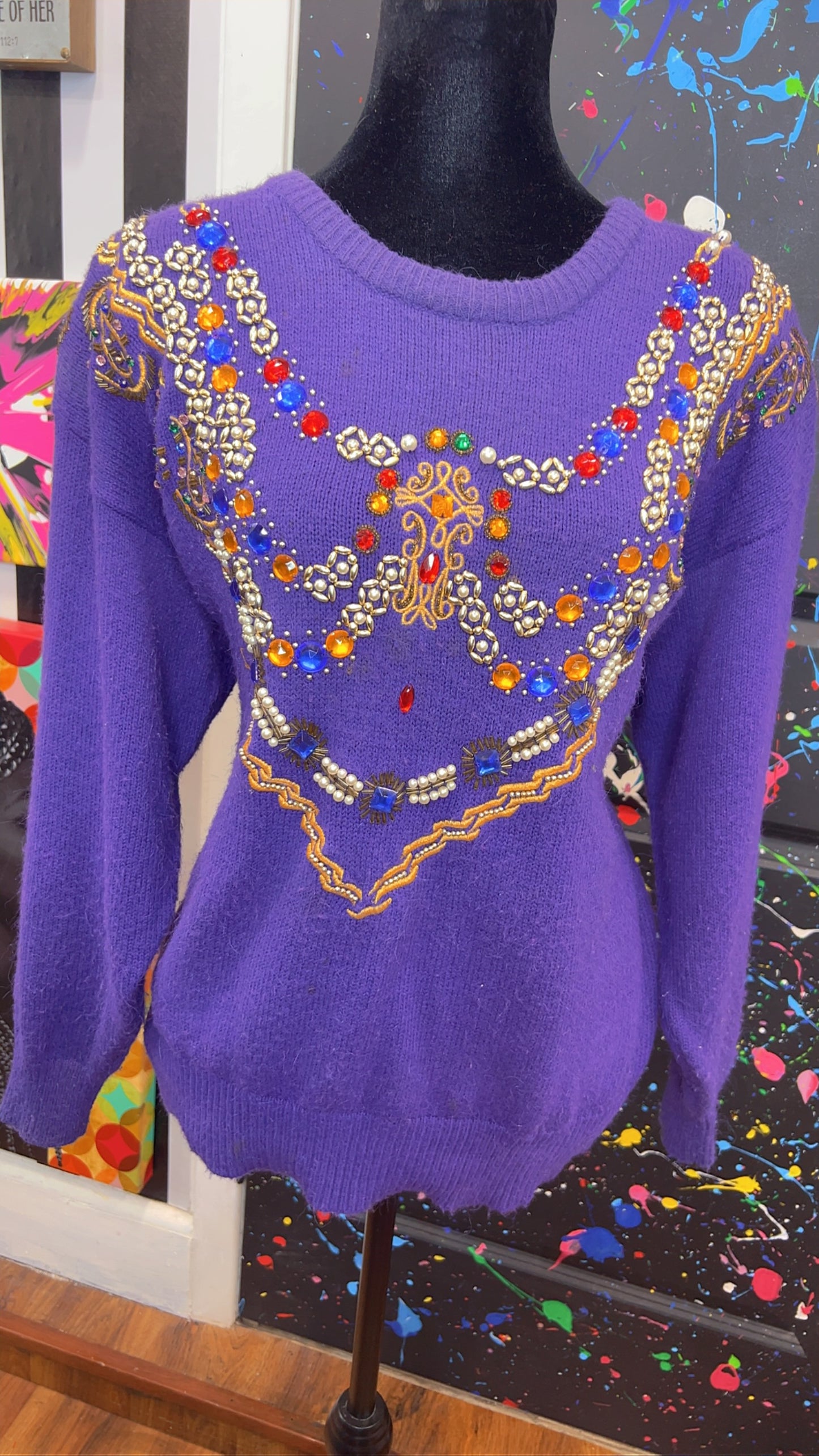 Vintage Jeweled Purple Sweater (14)