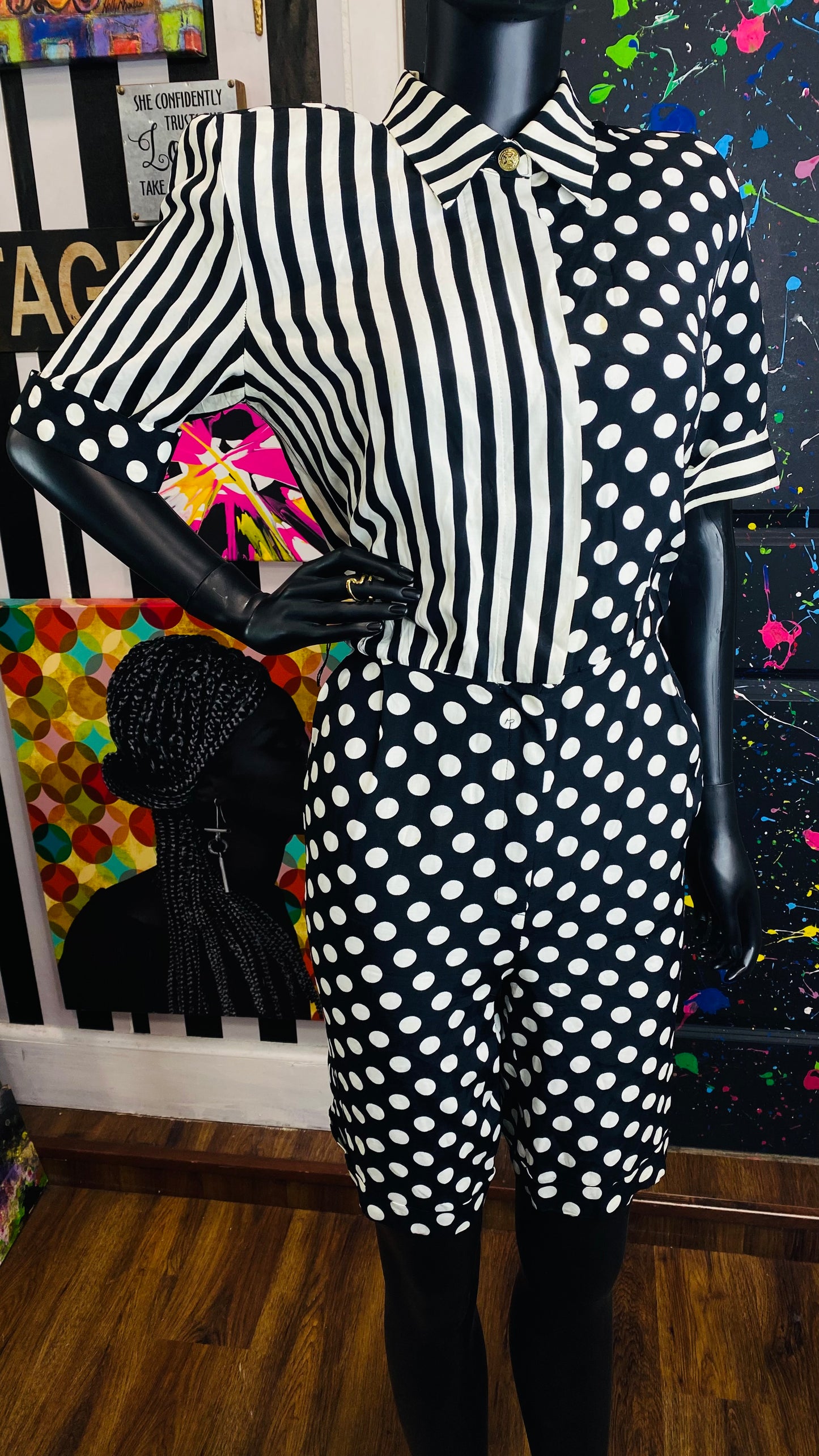 Vintage Black & White Romper (10/12)
