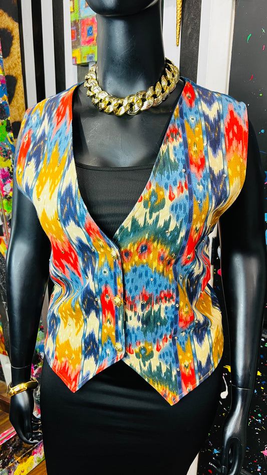 Vintage Abstract Jeweled Denim Vest (14)