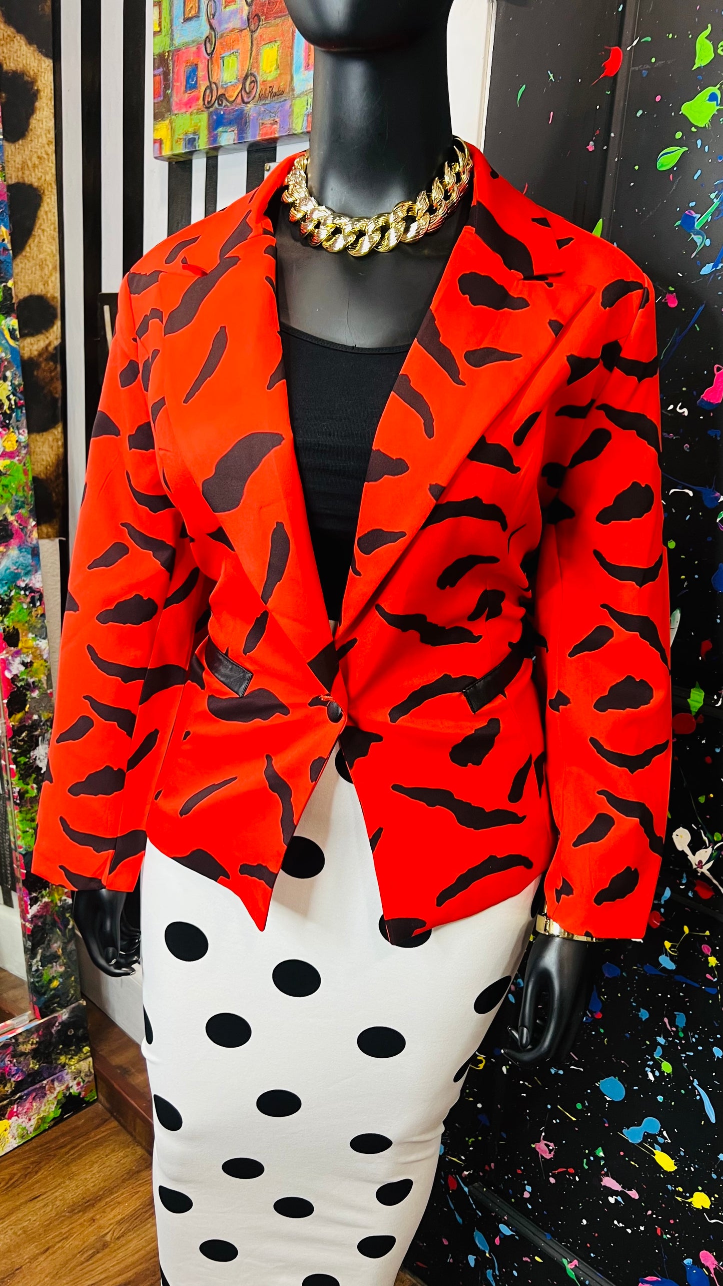 Vintage Inspired Dorinda Clark Cole Red & Black Blazer (24W)