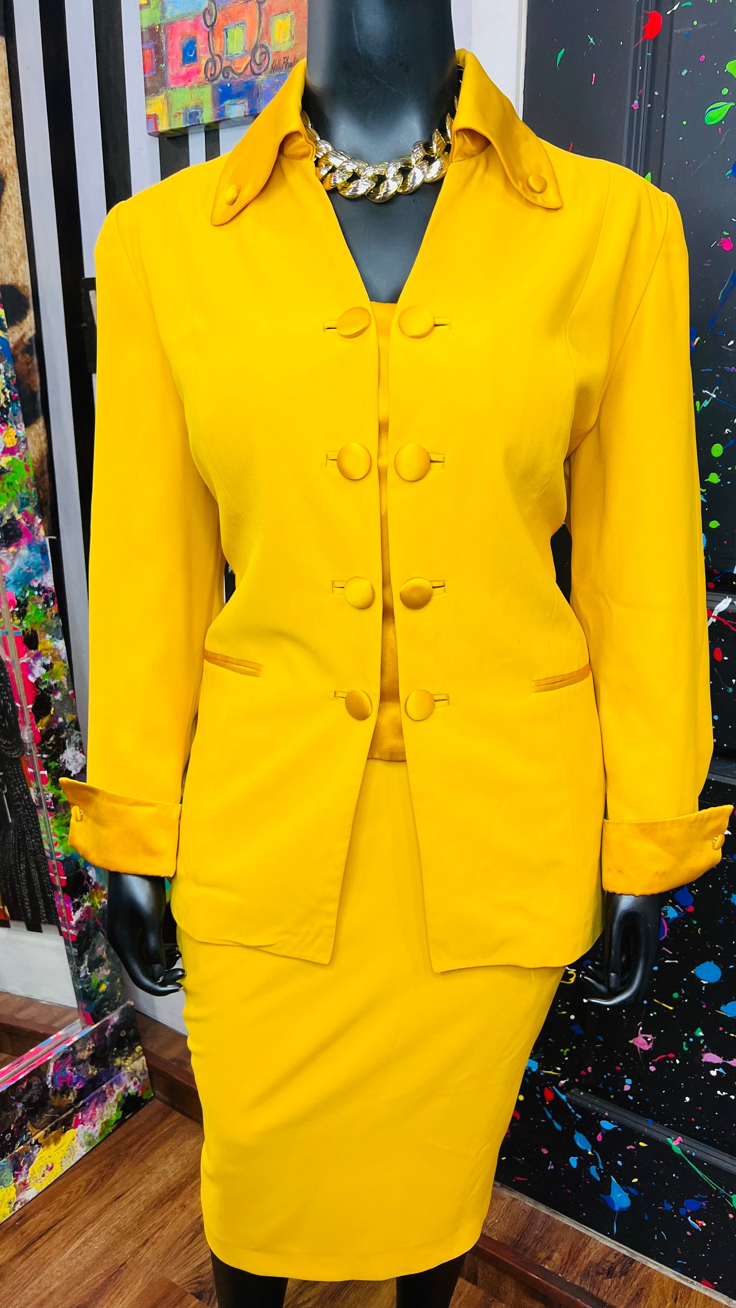 Vintage Gold Skirt Suit (18W)