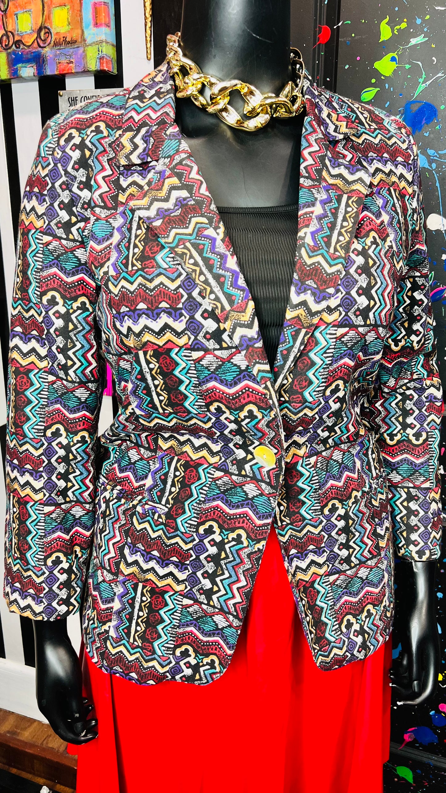 Vintage Tribal Print Blazer (14)