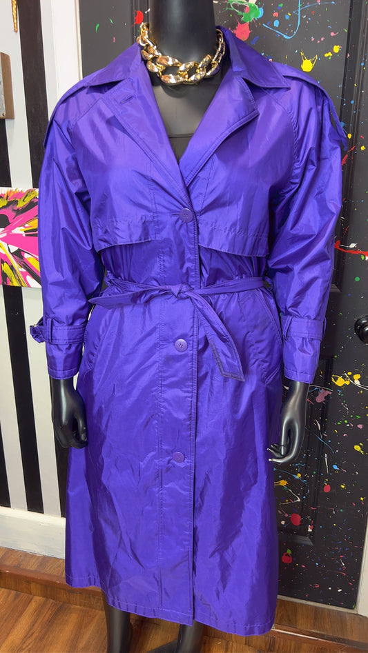 Vintage Purple Trench Rain Coat w/ Belt (14) *KC