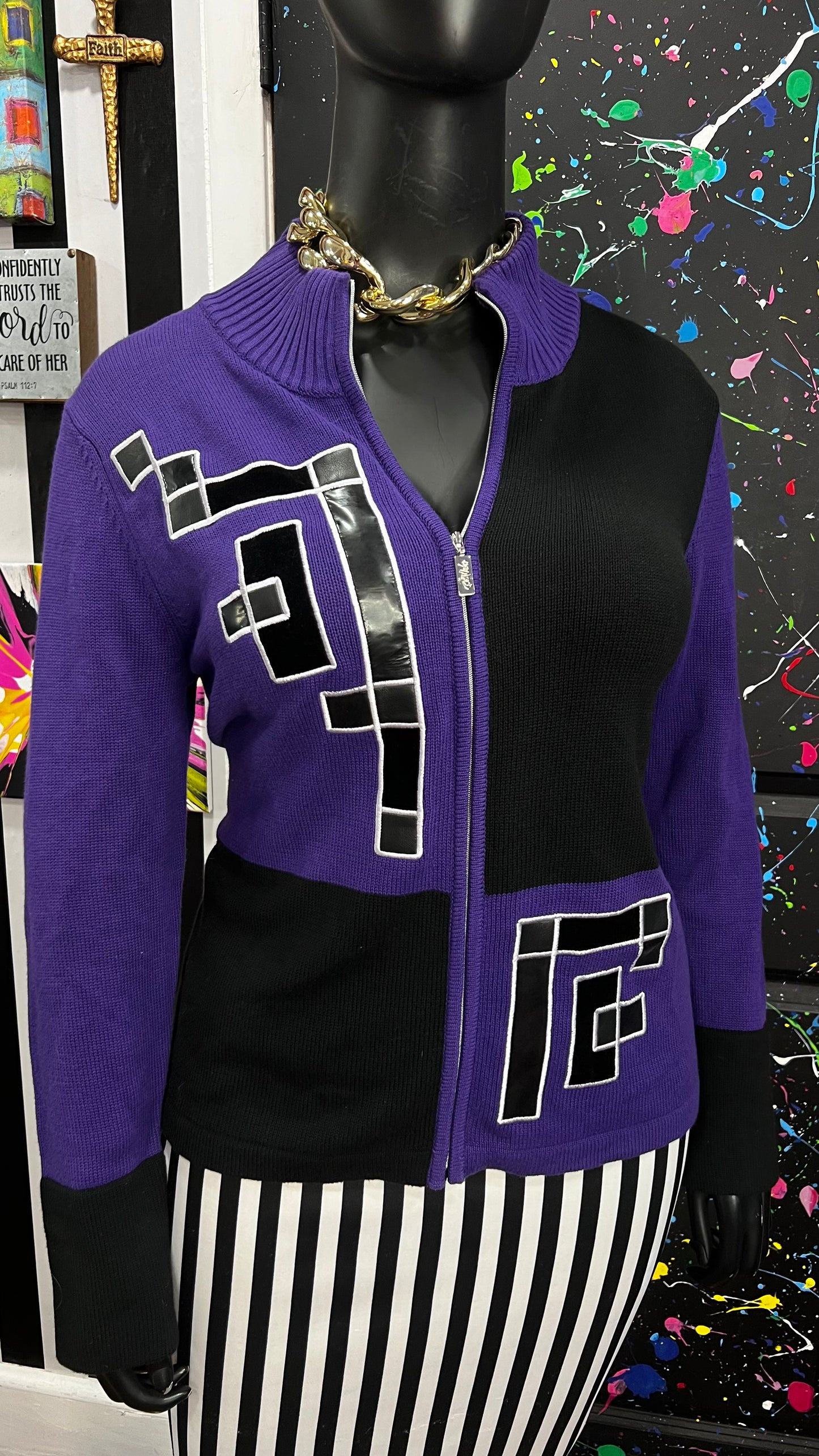 Vintage Bob Mackie Zip Up Sweater Deadstock New w/ Tags (16)