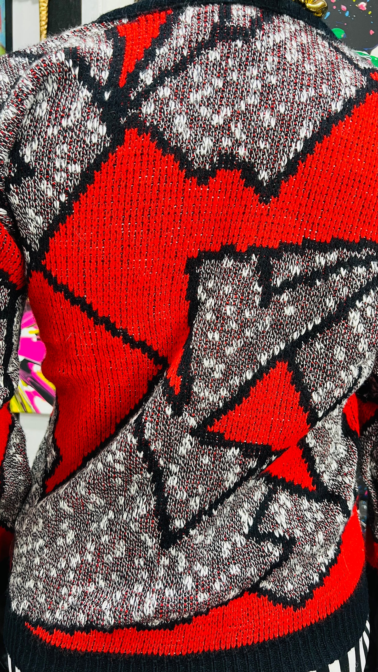 Vintage 80’s Knit Red Black & White Sweater (16)