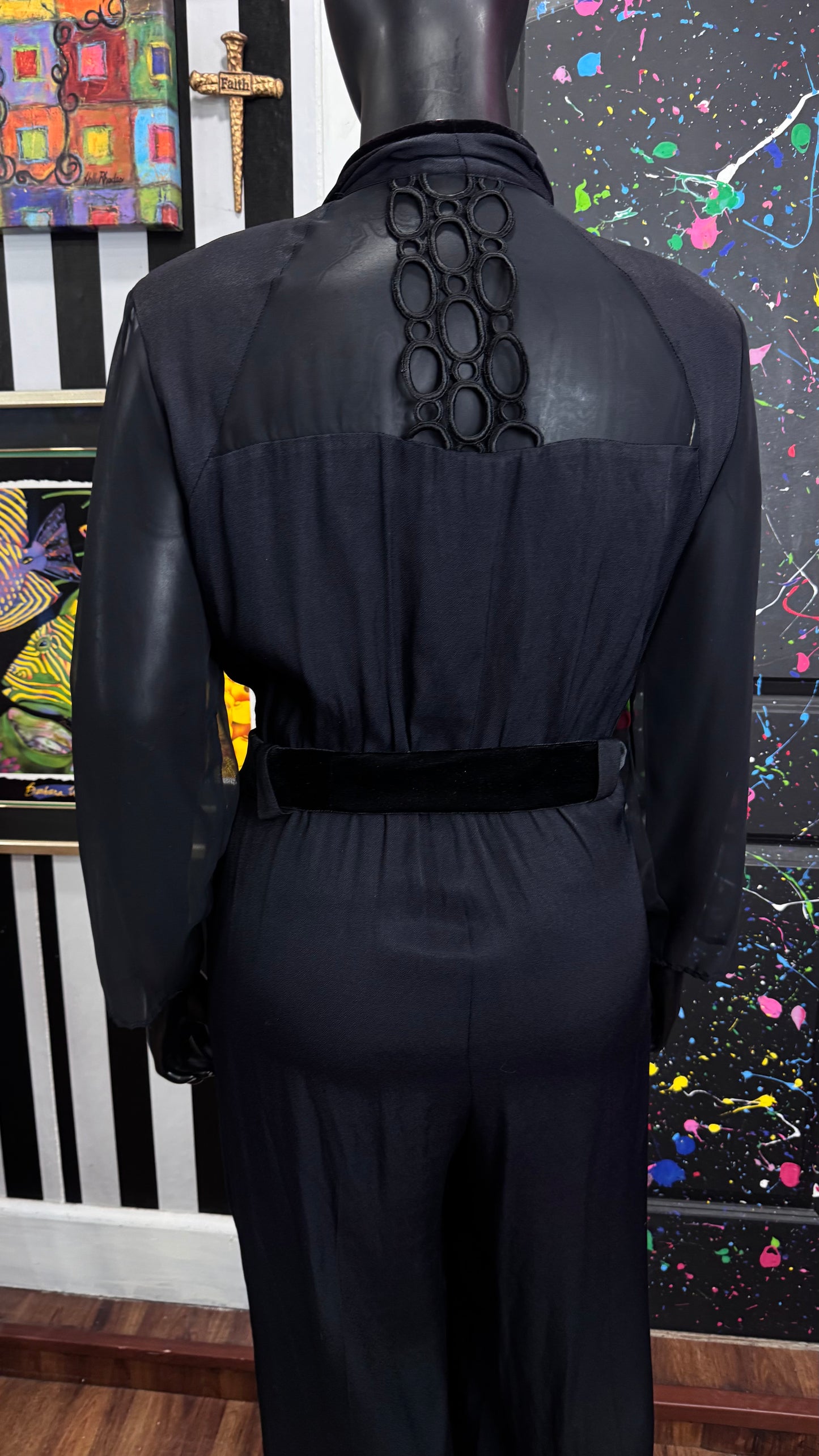 Vintage Black Sheer Arms Jumpsuit (22)