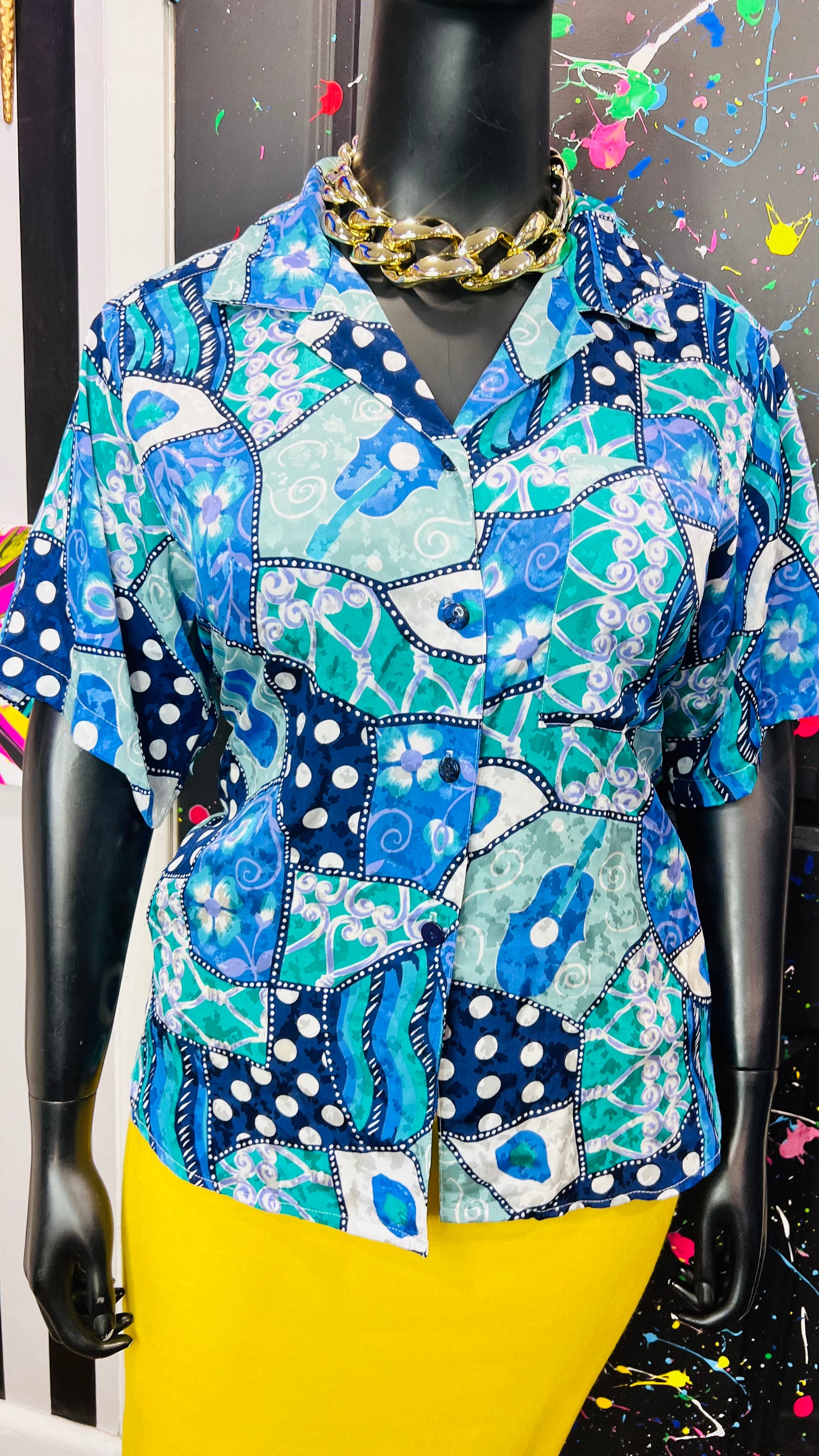 Vintage Polka Dot & Abstract Blouse (16)