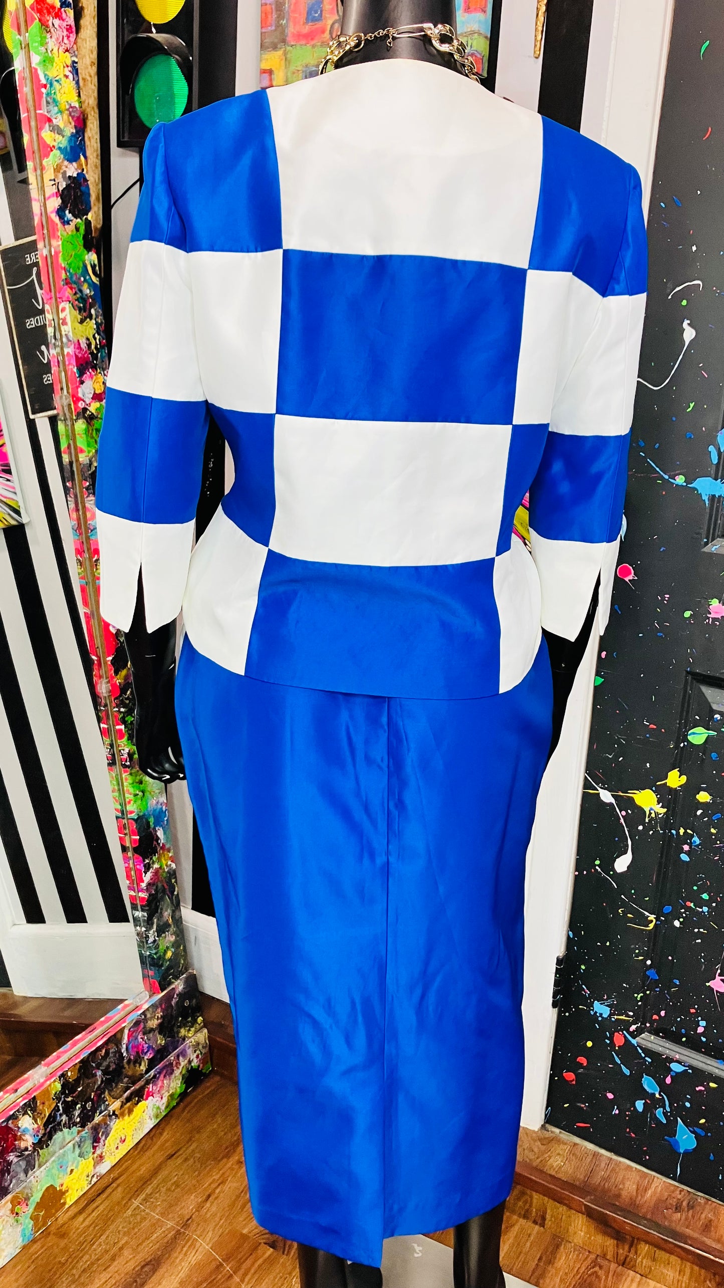 Vintage Couture Blue & White Skit Suit (16)