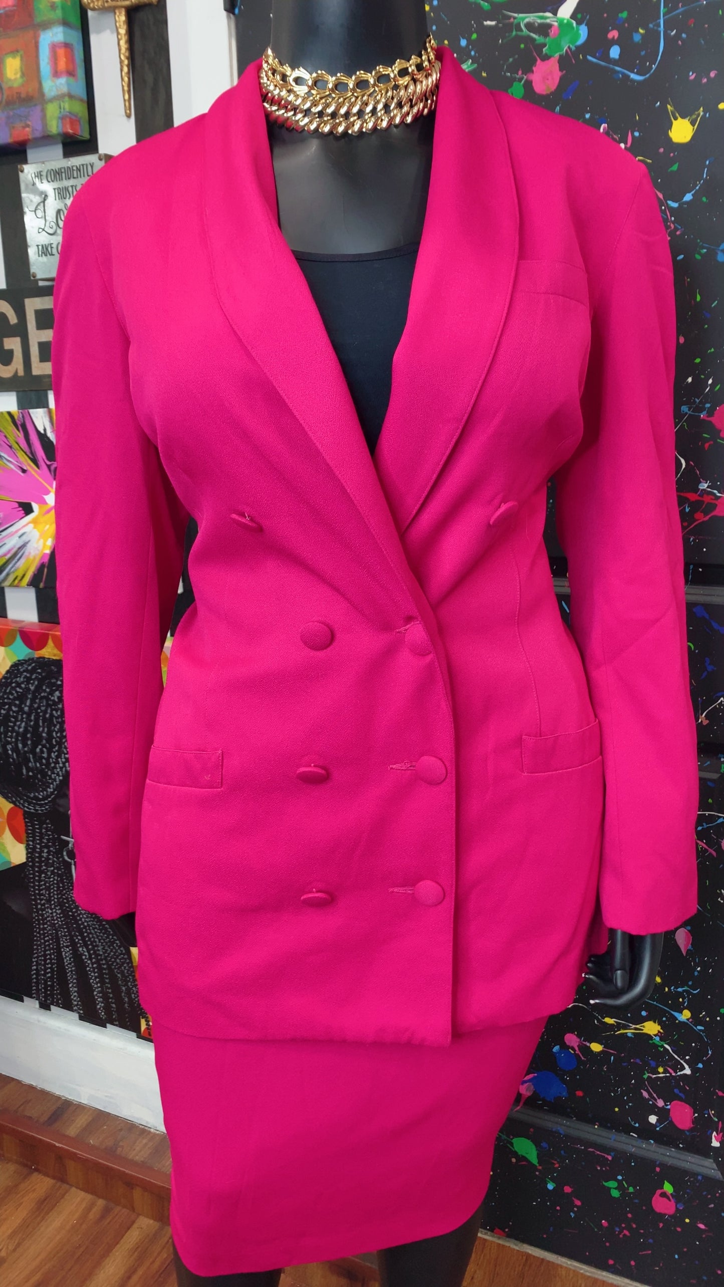 Vintage Pink Blazer & Skirt Set (20)