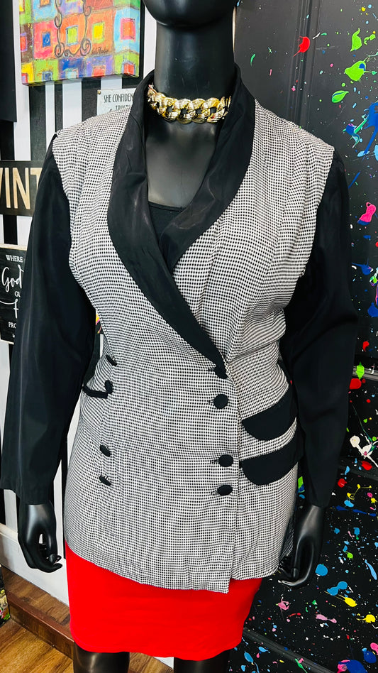 Vintage Houndstooth Black & White Blazer (18W)