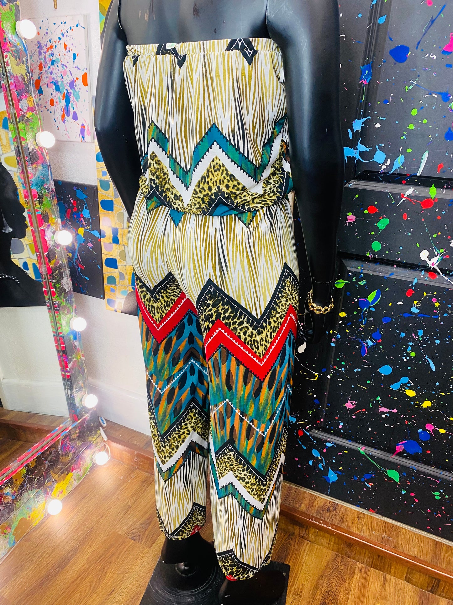 Tribal Print Sleeveless Jumpsuit