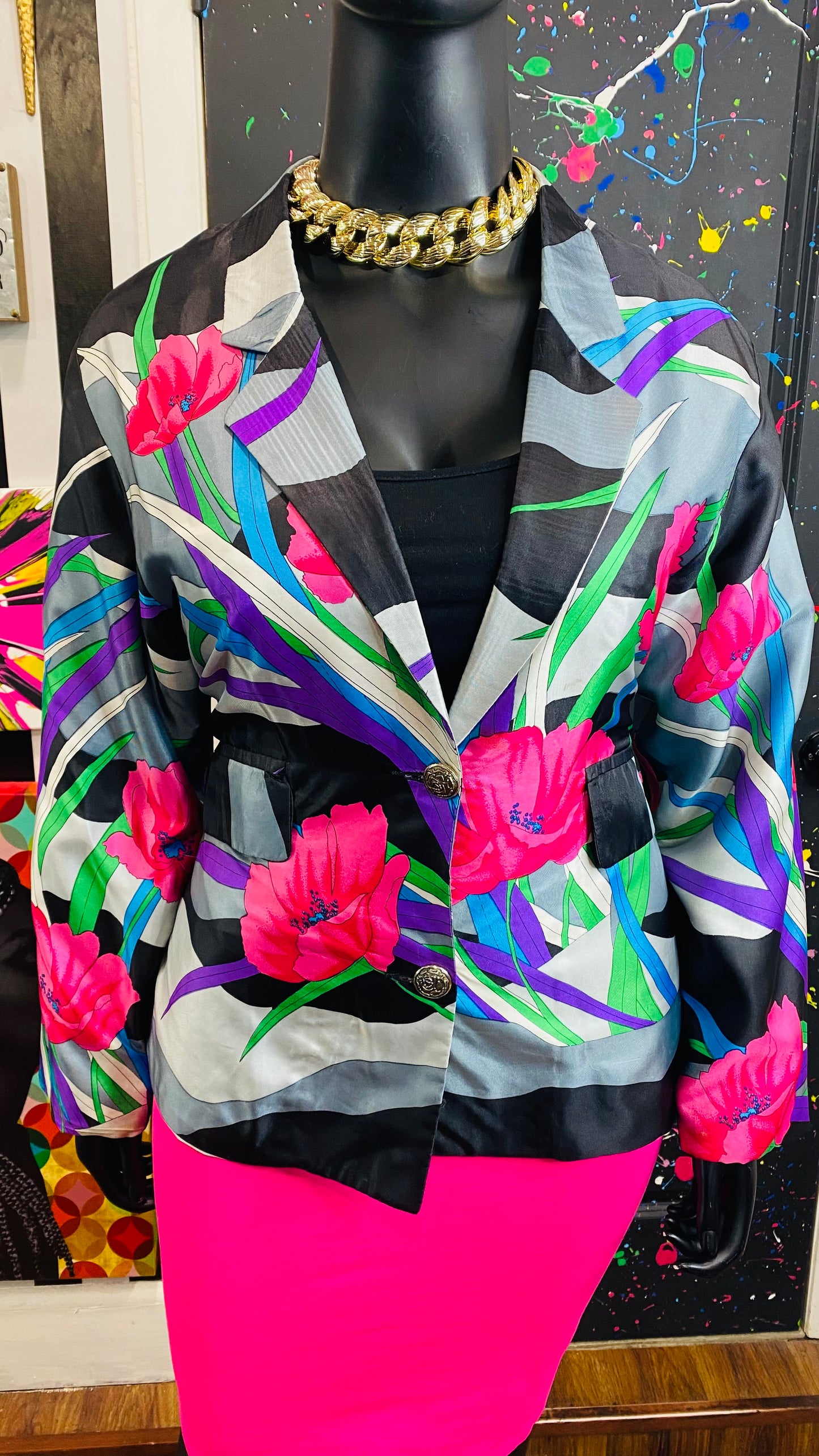 Vintage Silk Floral Blazer (16)