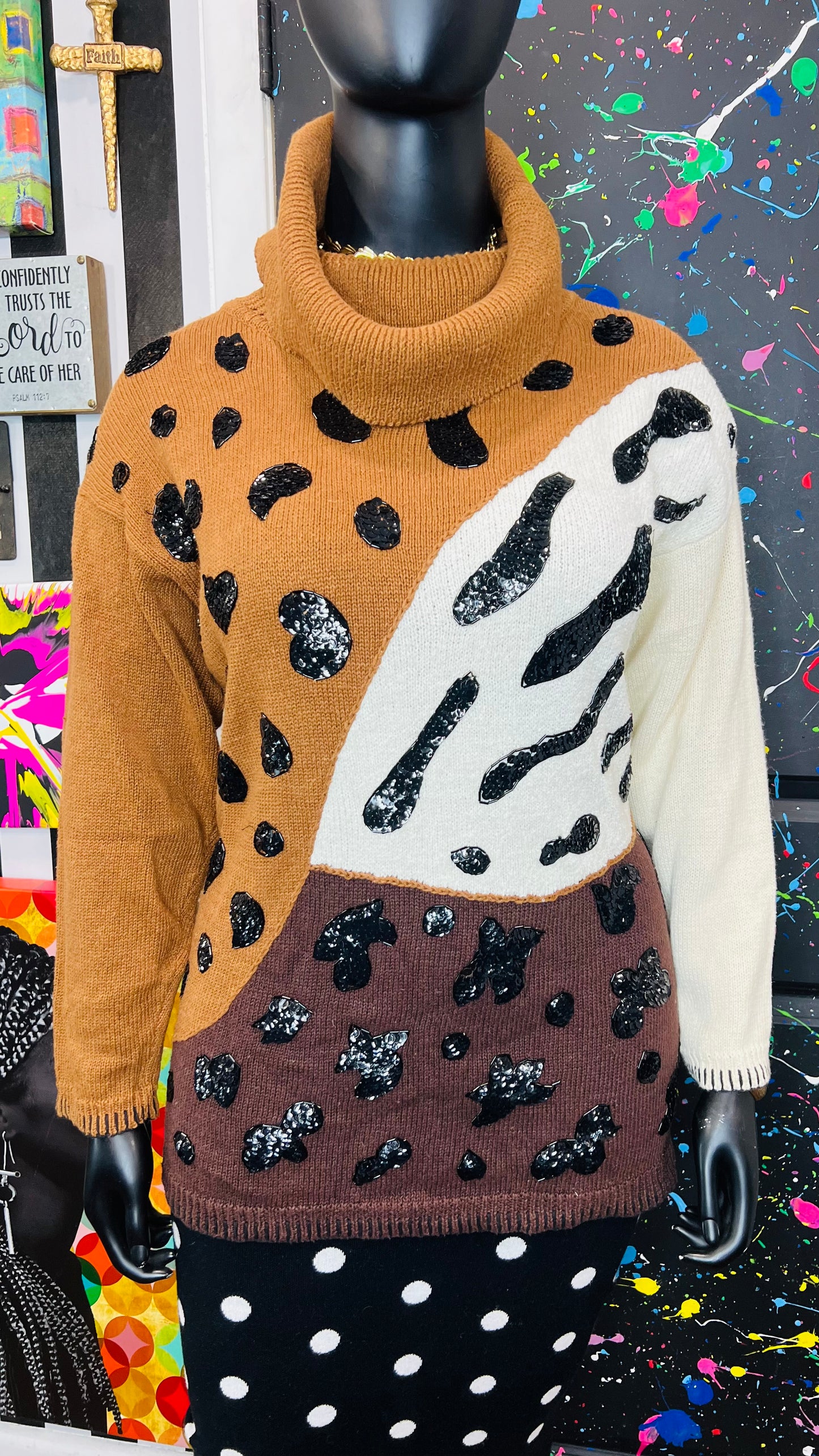 Vintage Sequin Animal Print Sweater (20)