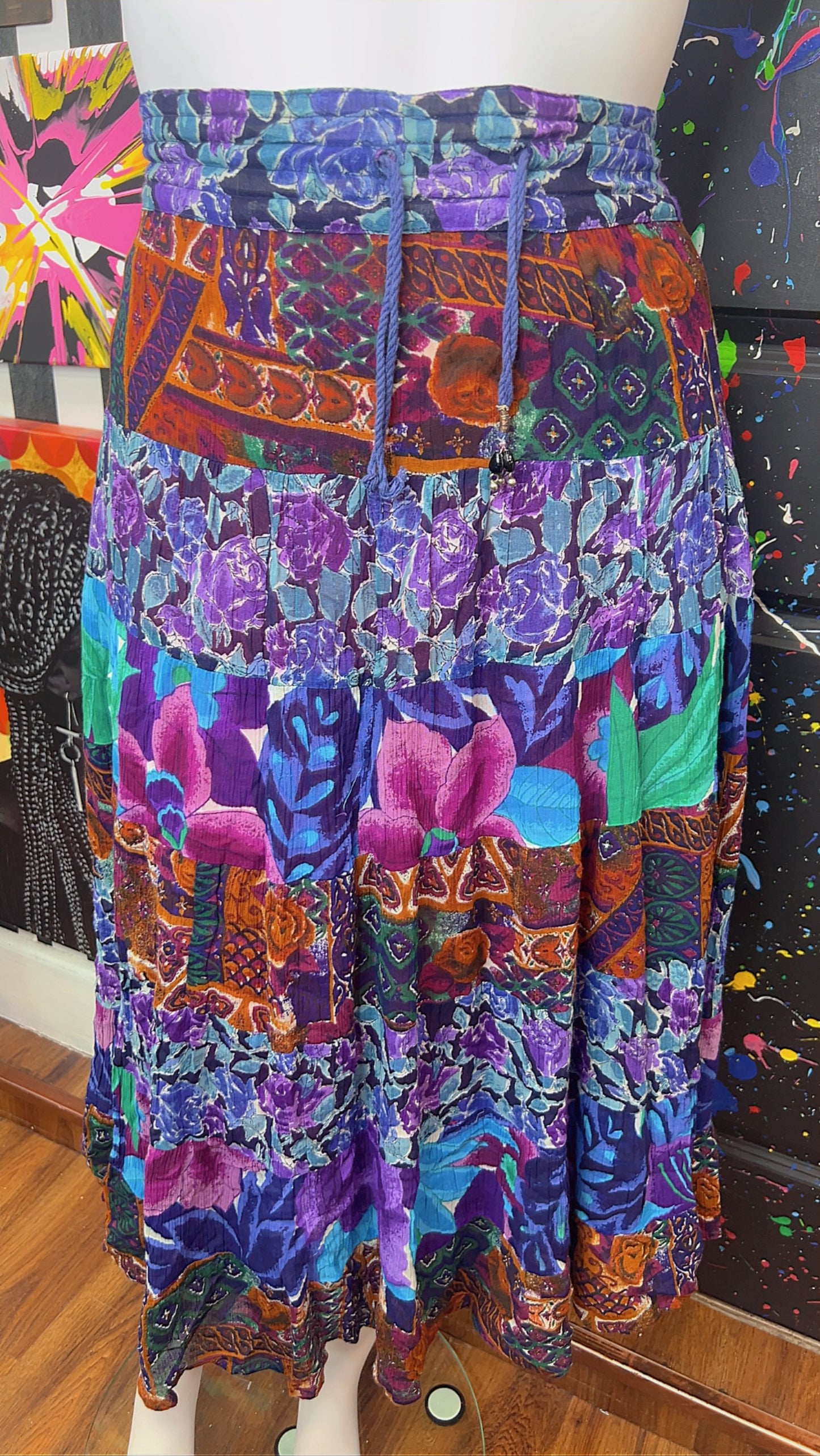 Vintage Rayon Drawstring Skirt (OS)