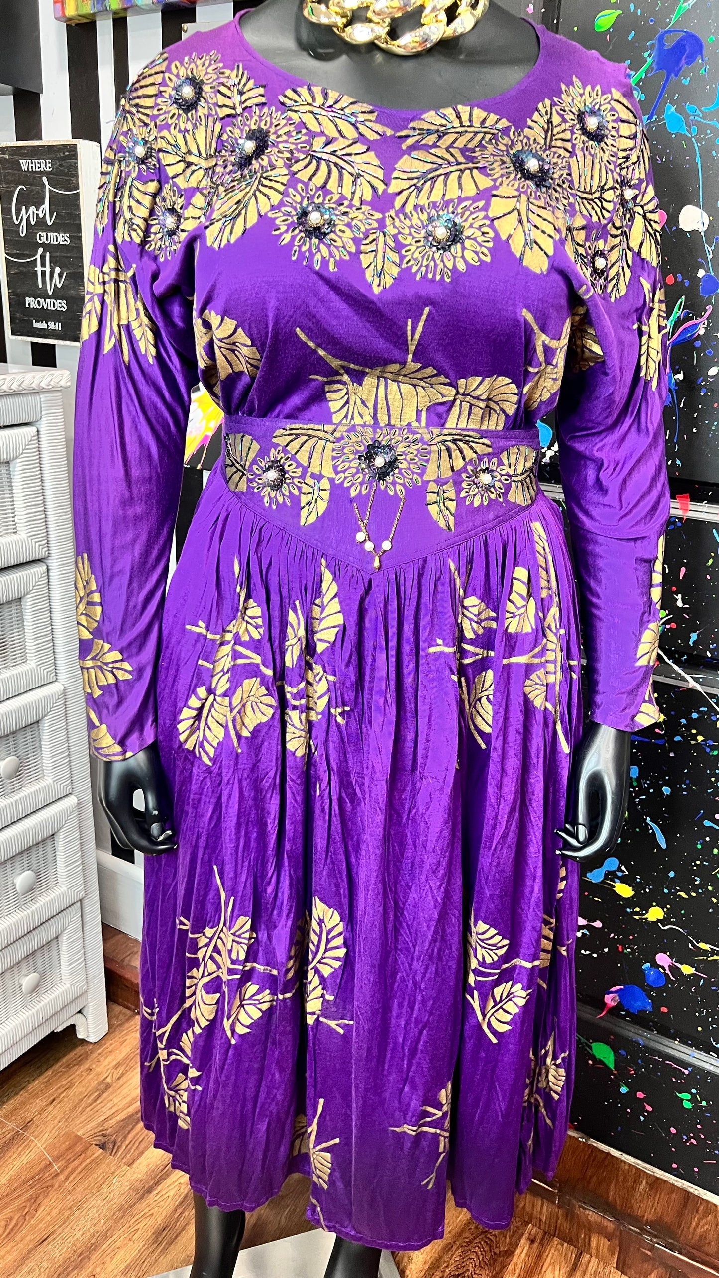 Vintage Rayon Sequin Skirt Set (18)