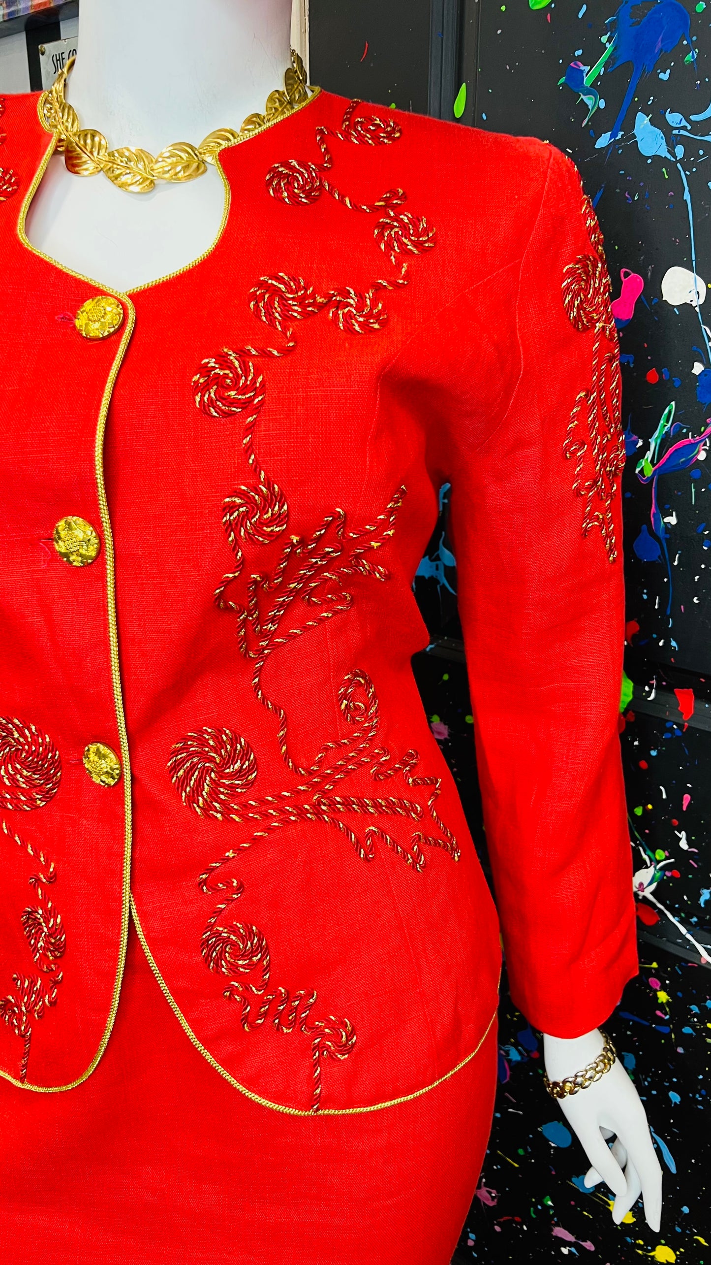 Vintage Gold & Red Skirt Suit (18)