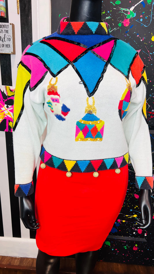Vintage Holiday Color Block Sweater (14)