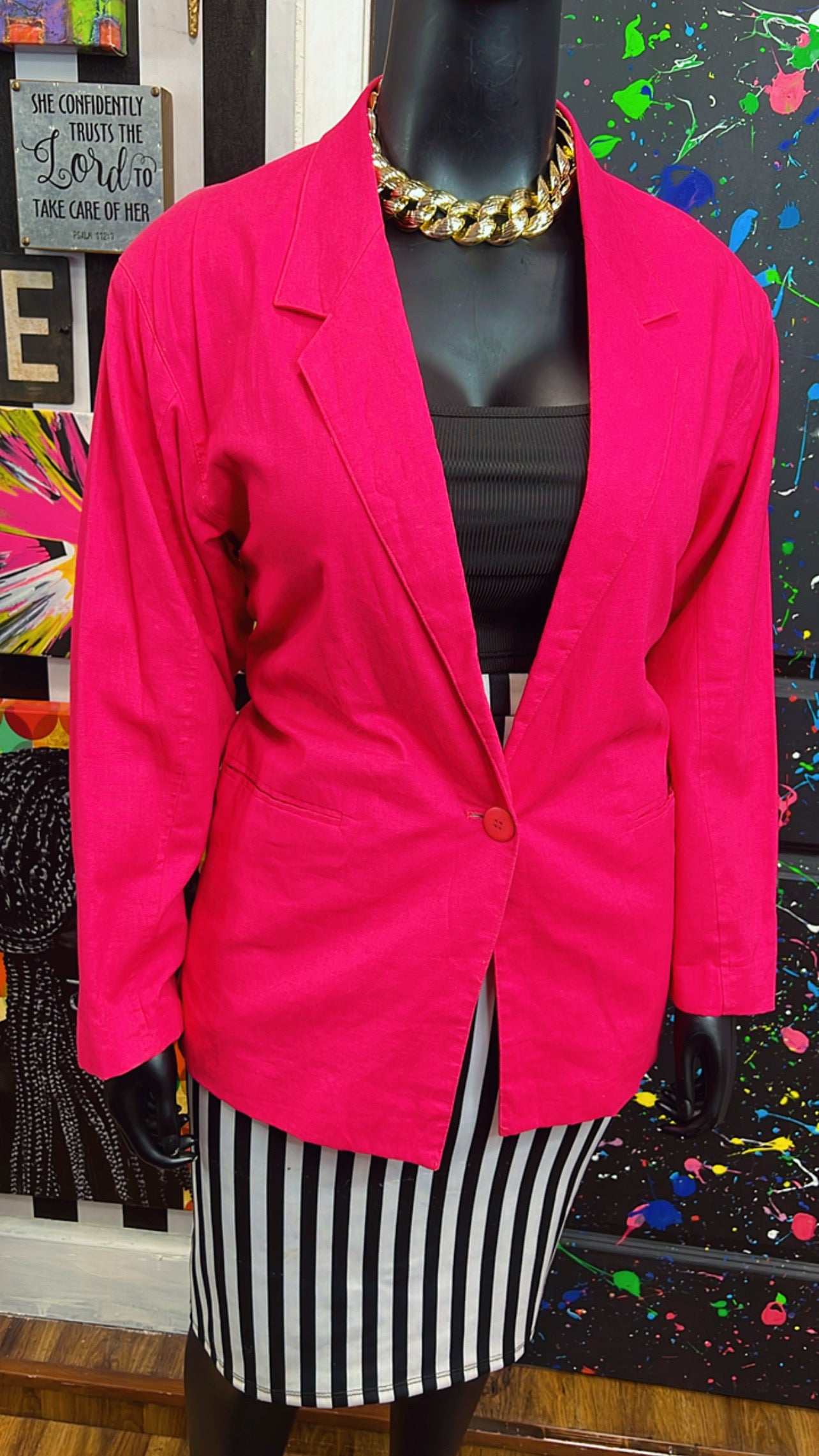 Vintage Pink Solid Blazer (16)